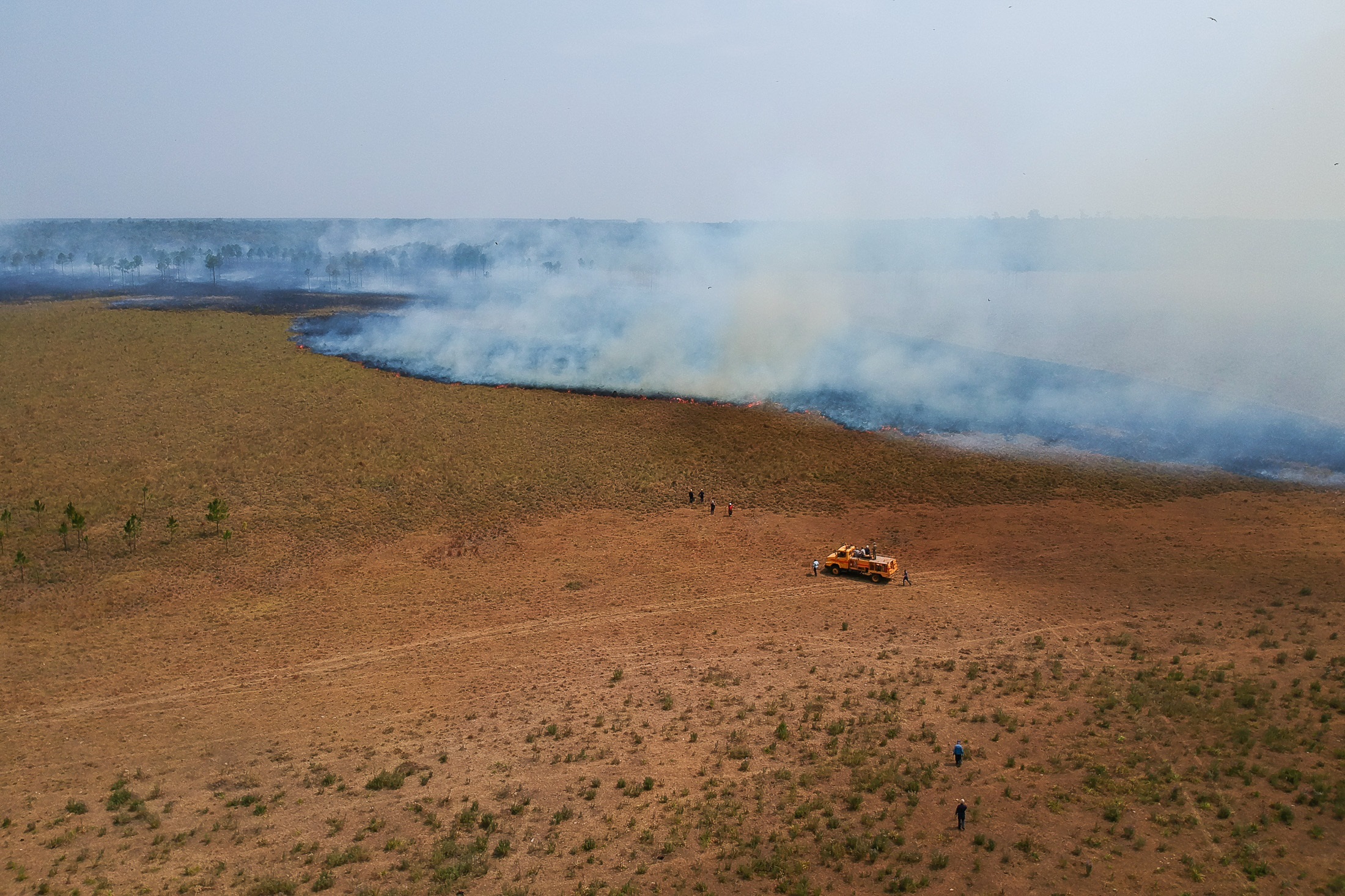 Aerial picture of the burned fields in the town of Santo Tome