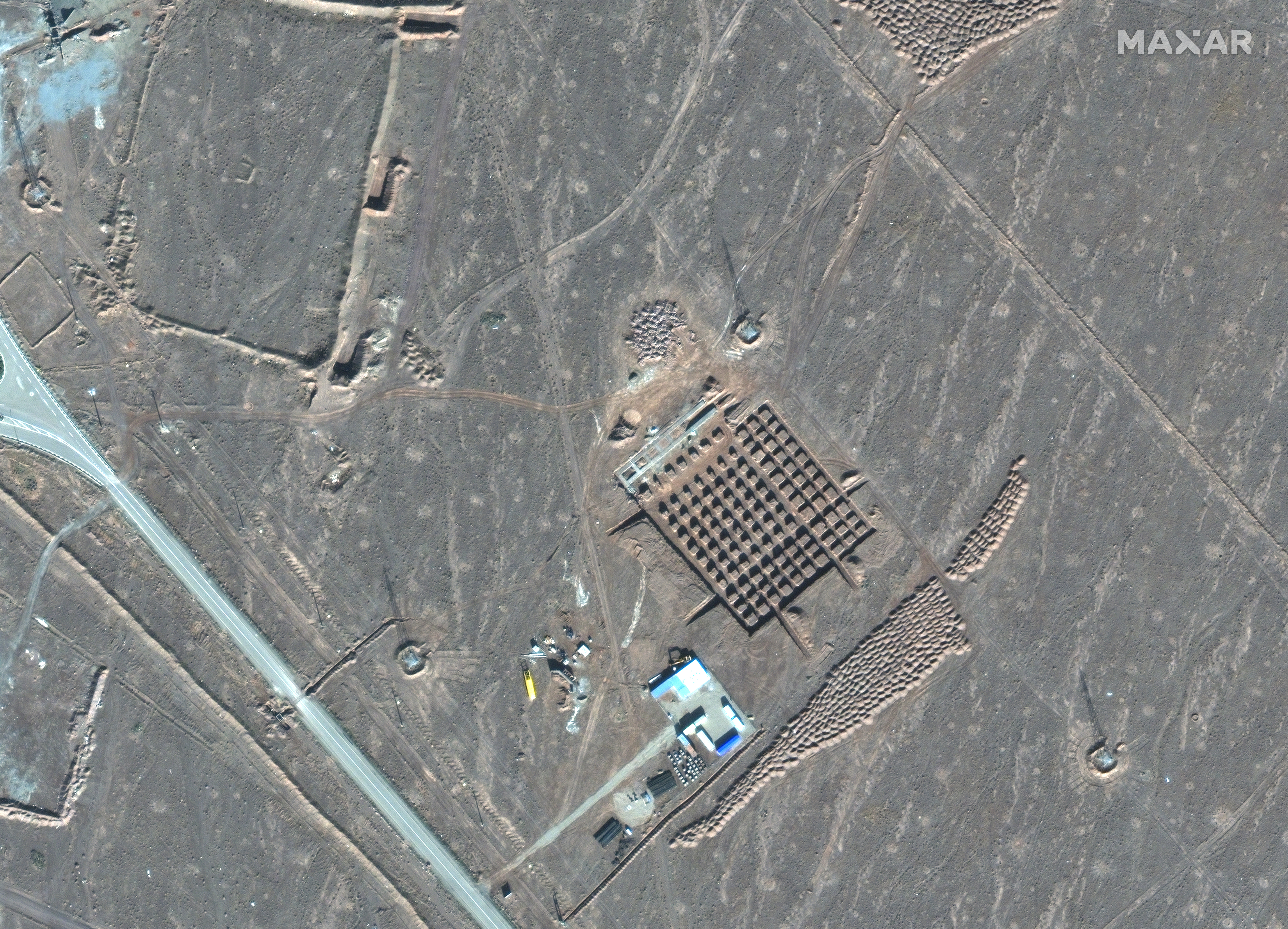 A satellite images shows an overview of Iran's Fordow Fuel Enrichment Plant, northeast of city of Qom