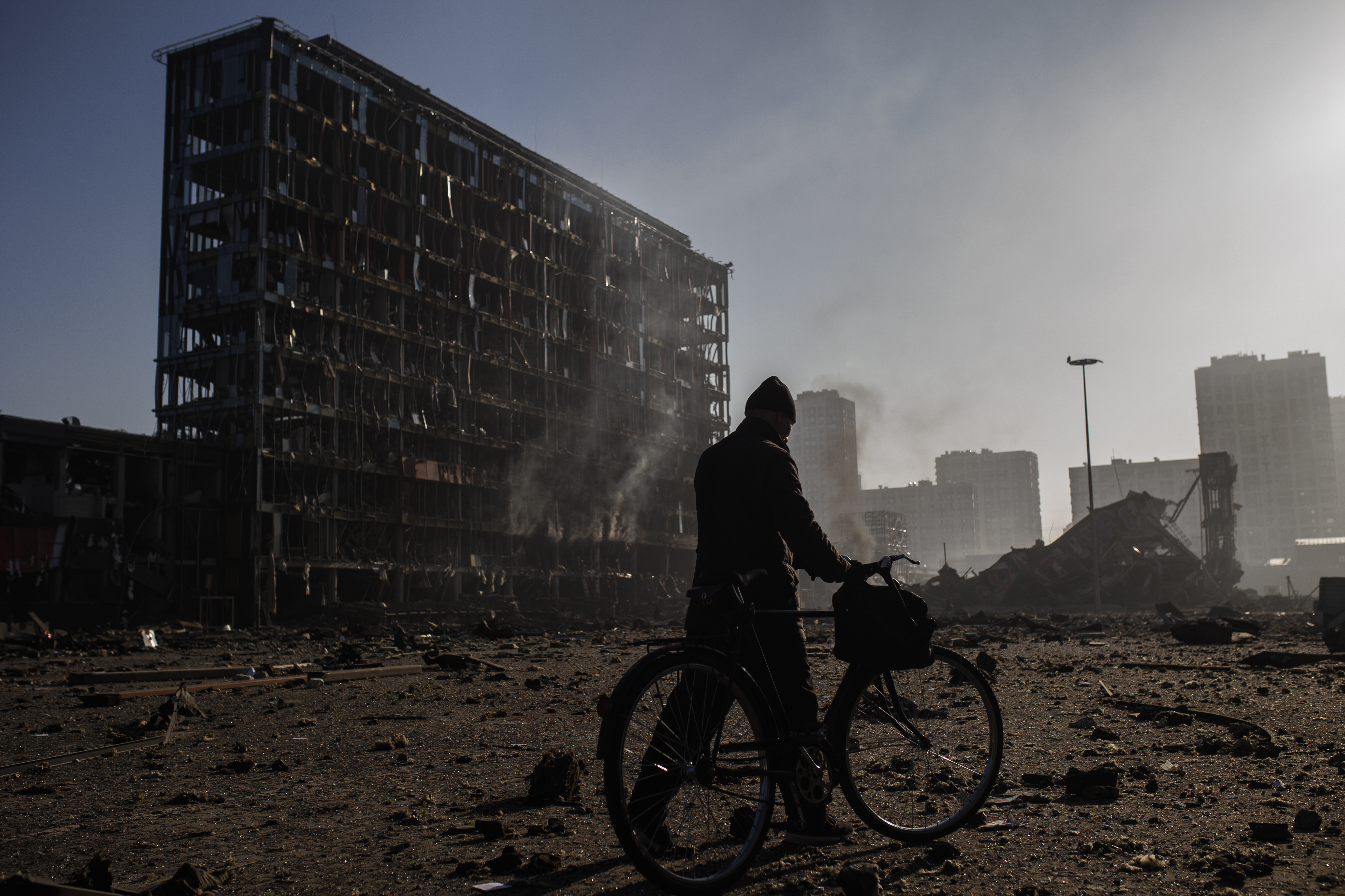 A view of destruction at site after Russian attacks struck a shopping mall
