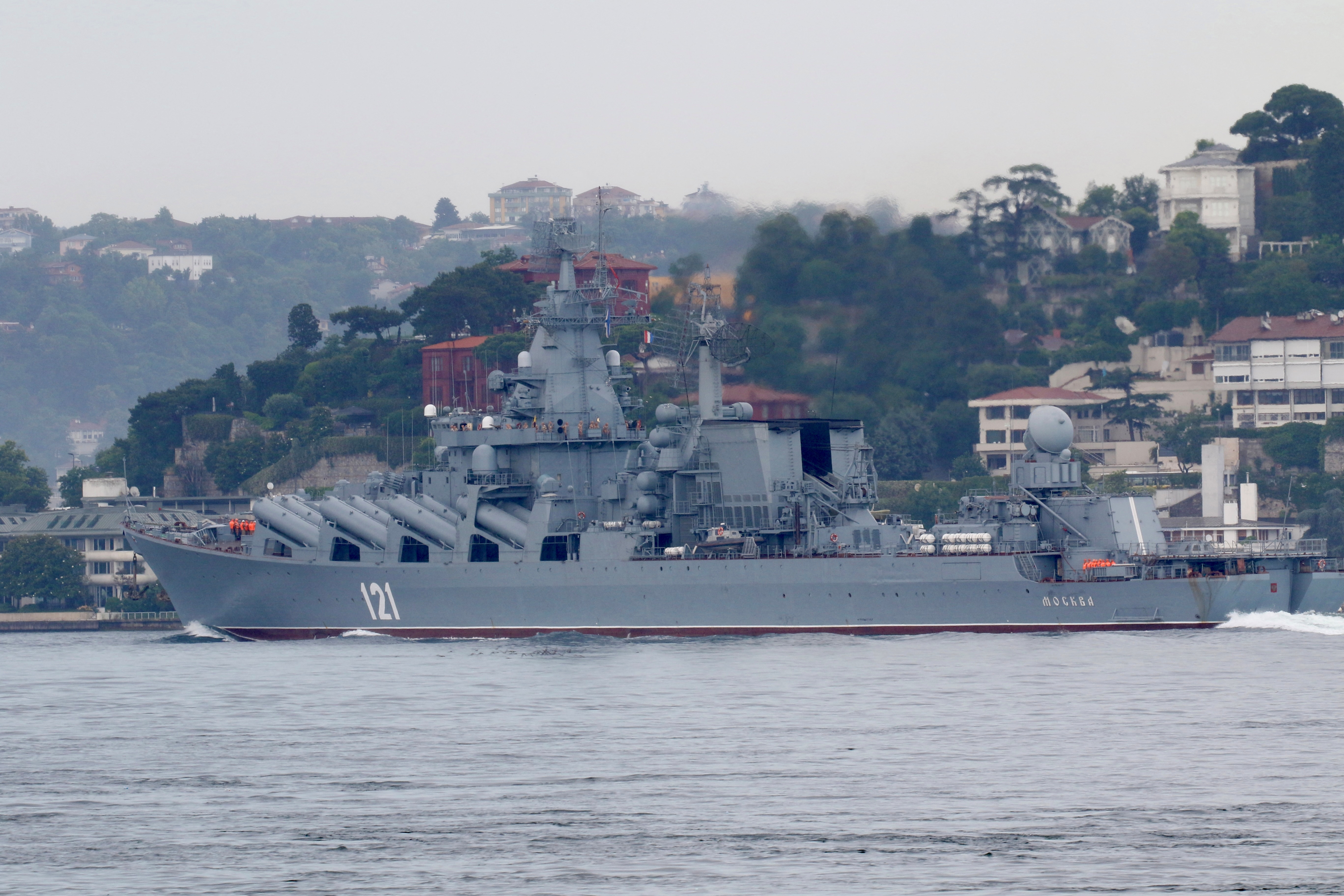 The Russian Navy's guided missile cruiser Moskva 