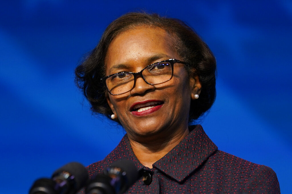 Brenda Mallory speaks at The Queen Theater in Wilmington, Delaware, US.