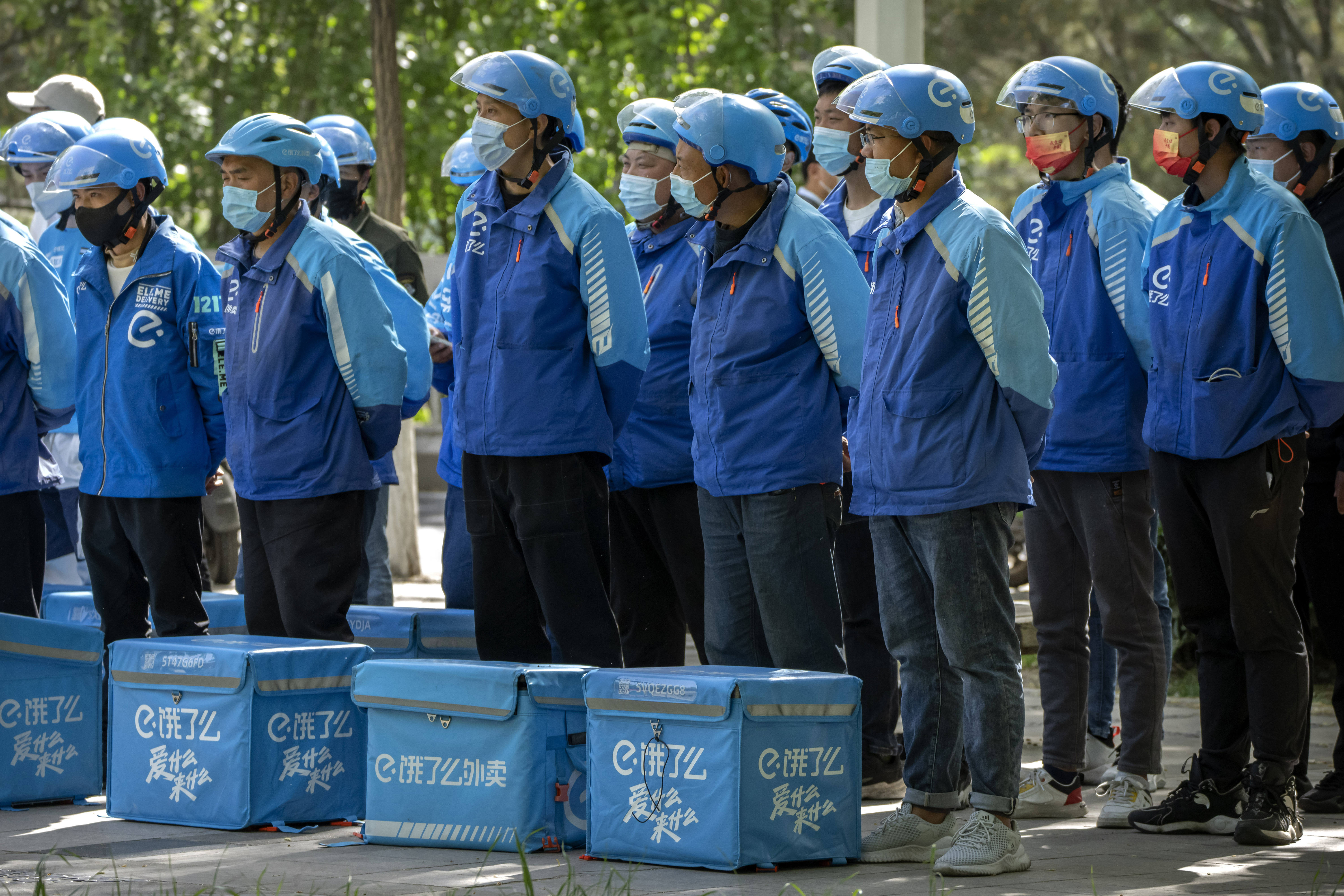 Delivery drivers wearing face masks