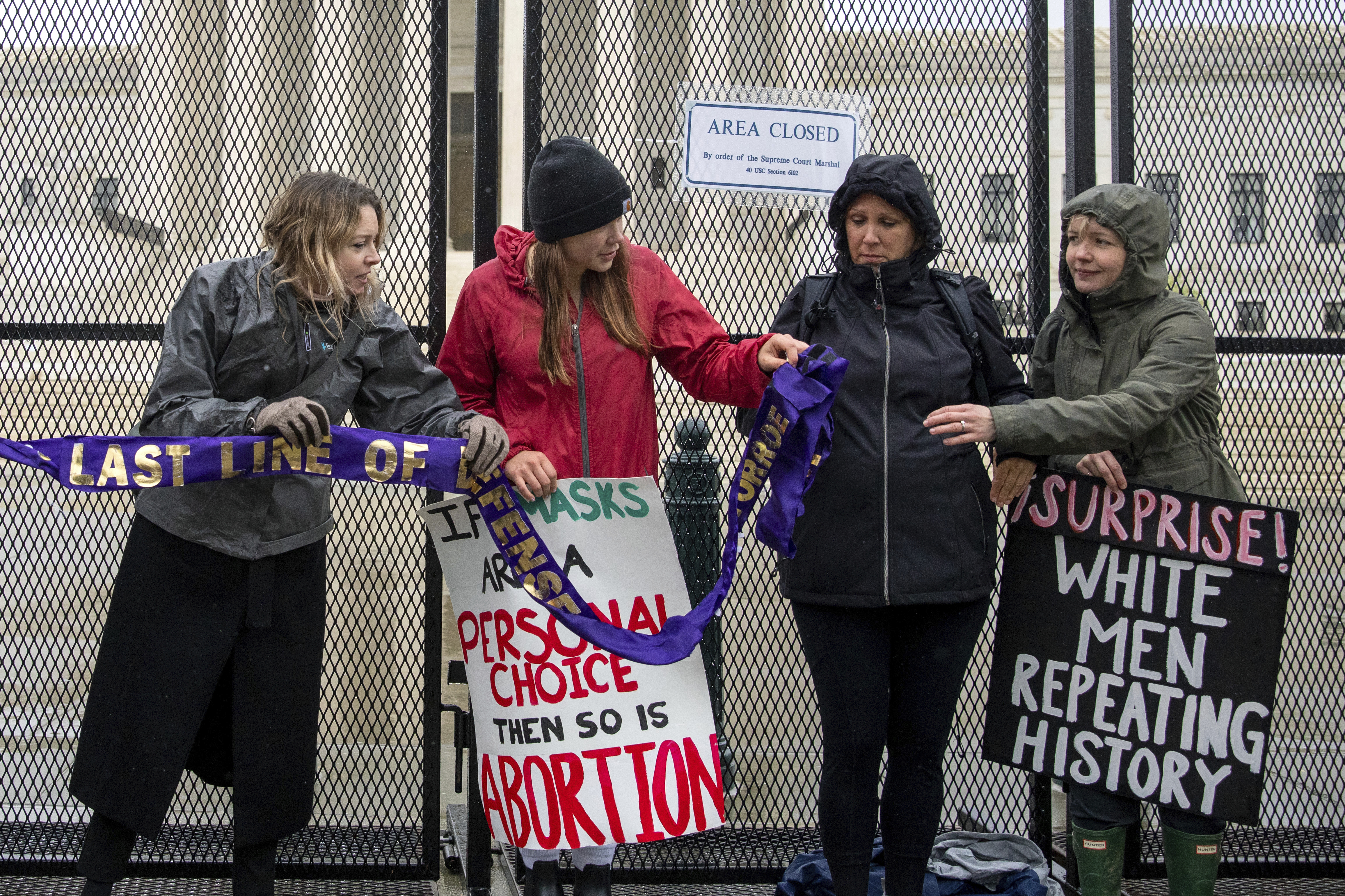 Abortion-rights demonstrators protest outside of the U.S. Supreme Court