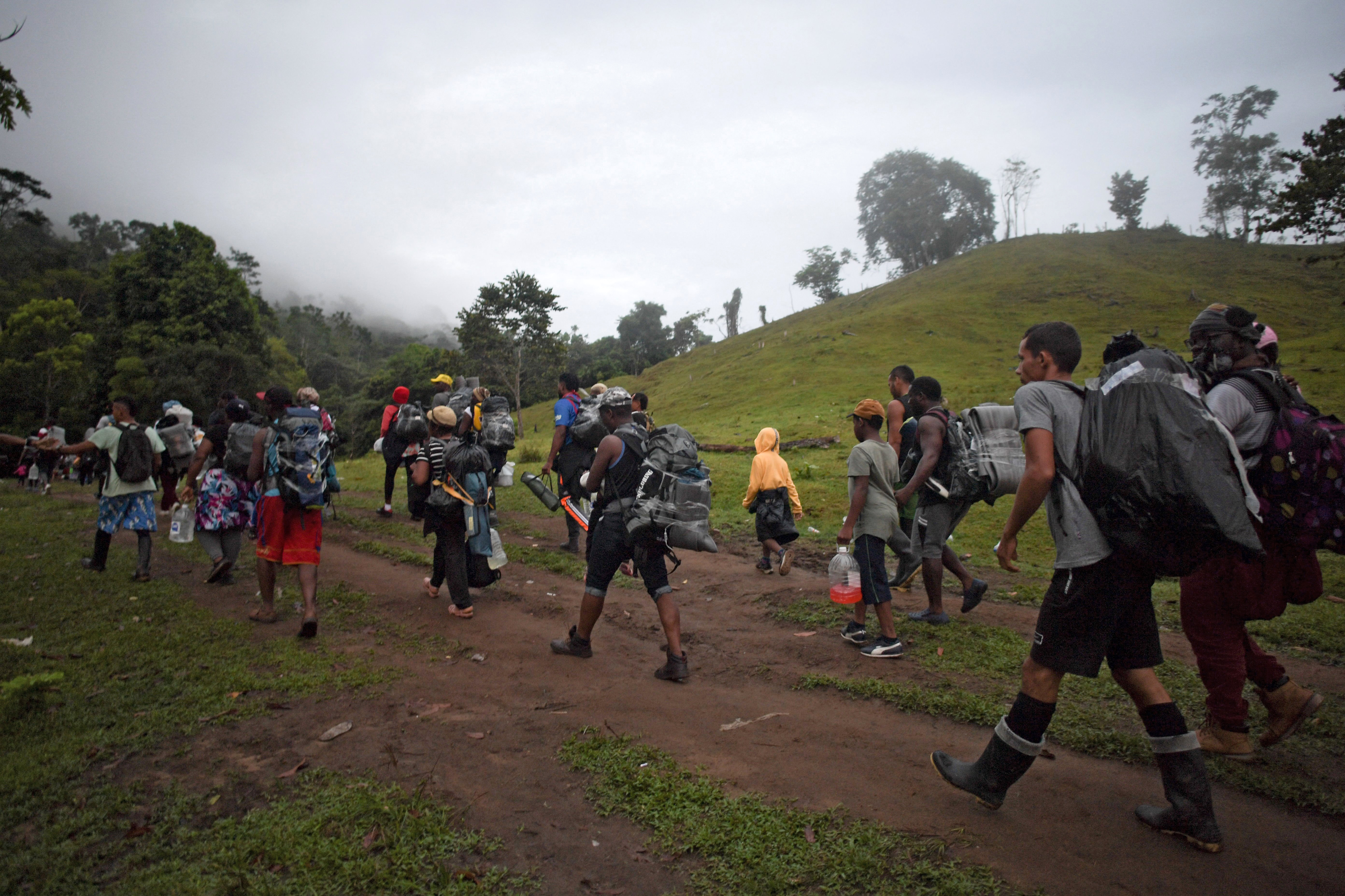Migrants crossing the jungle of the Darien Gap