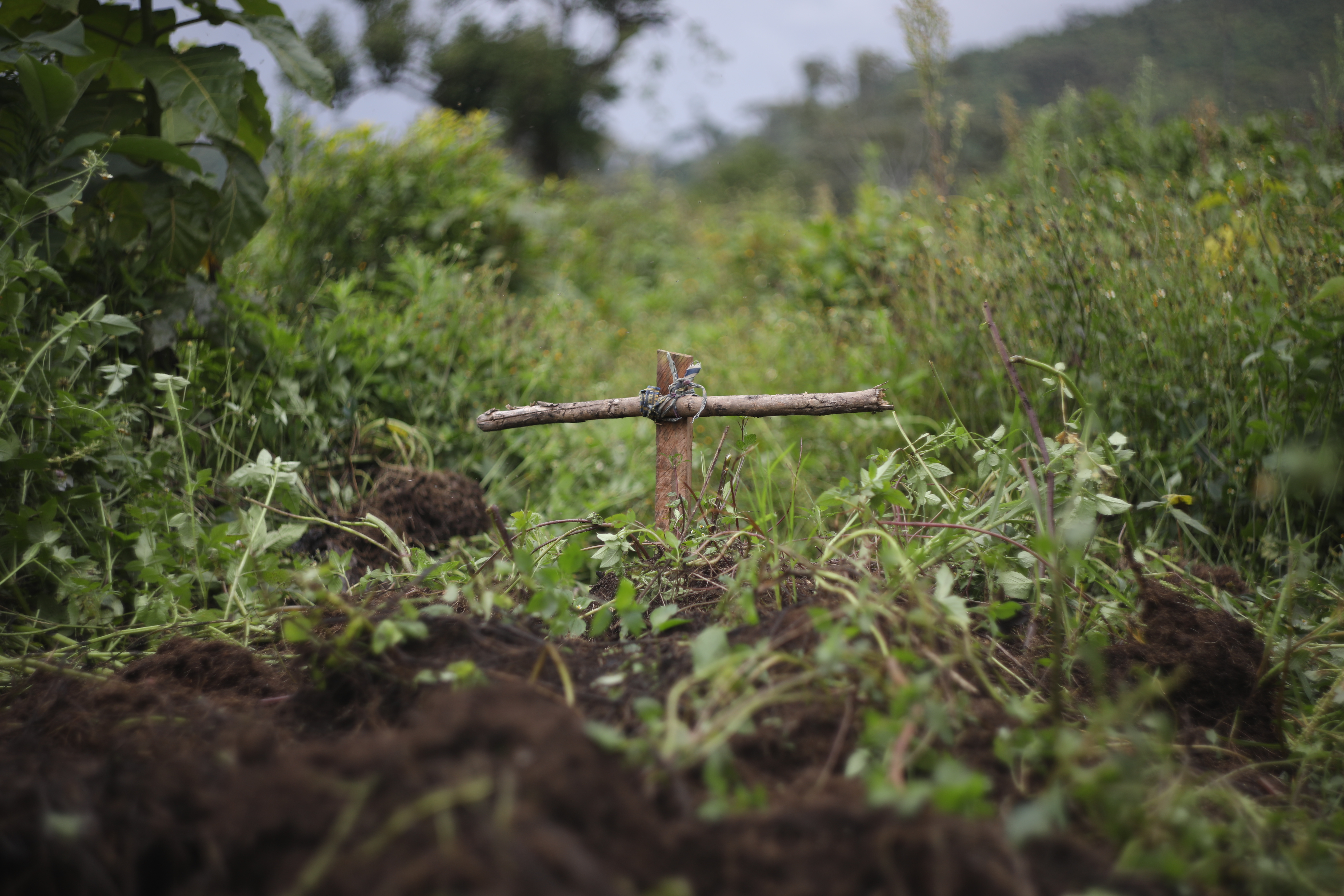 A makeshift grave for a victim of the atrocities