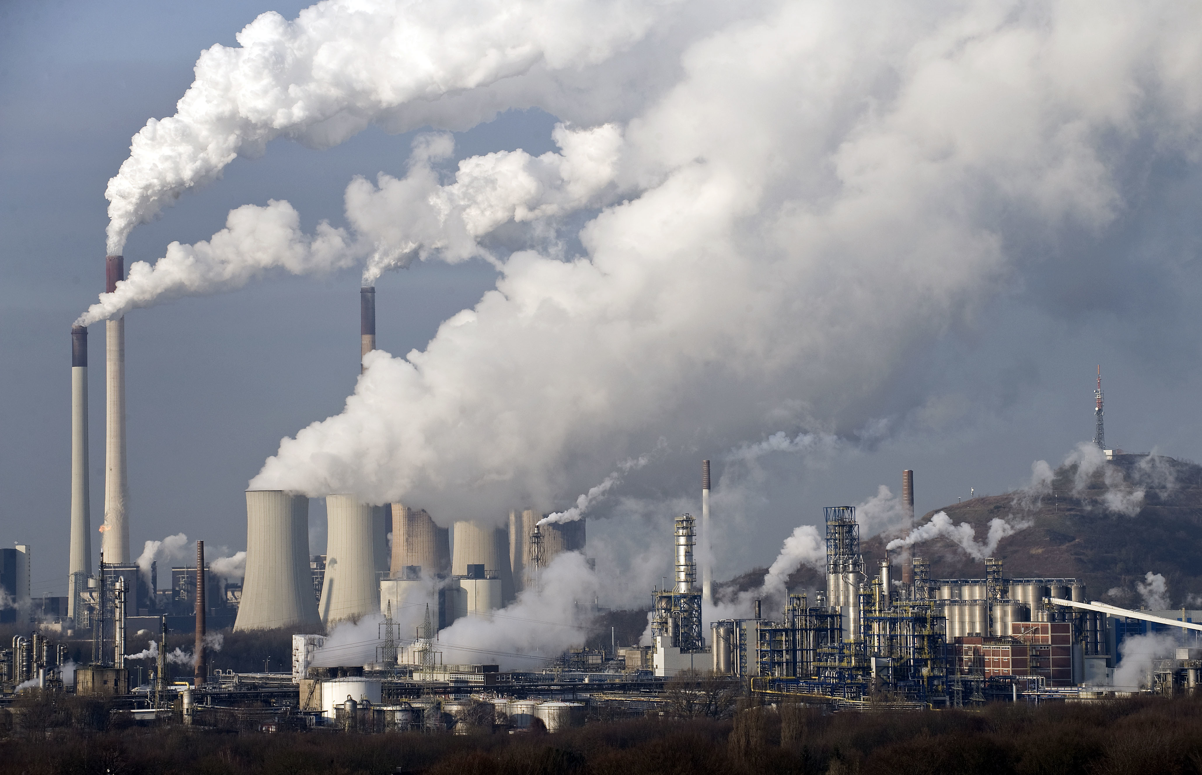 Steam and smoke rise from a coal burning power plant in Gelsenkirchen, Germany.