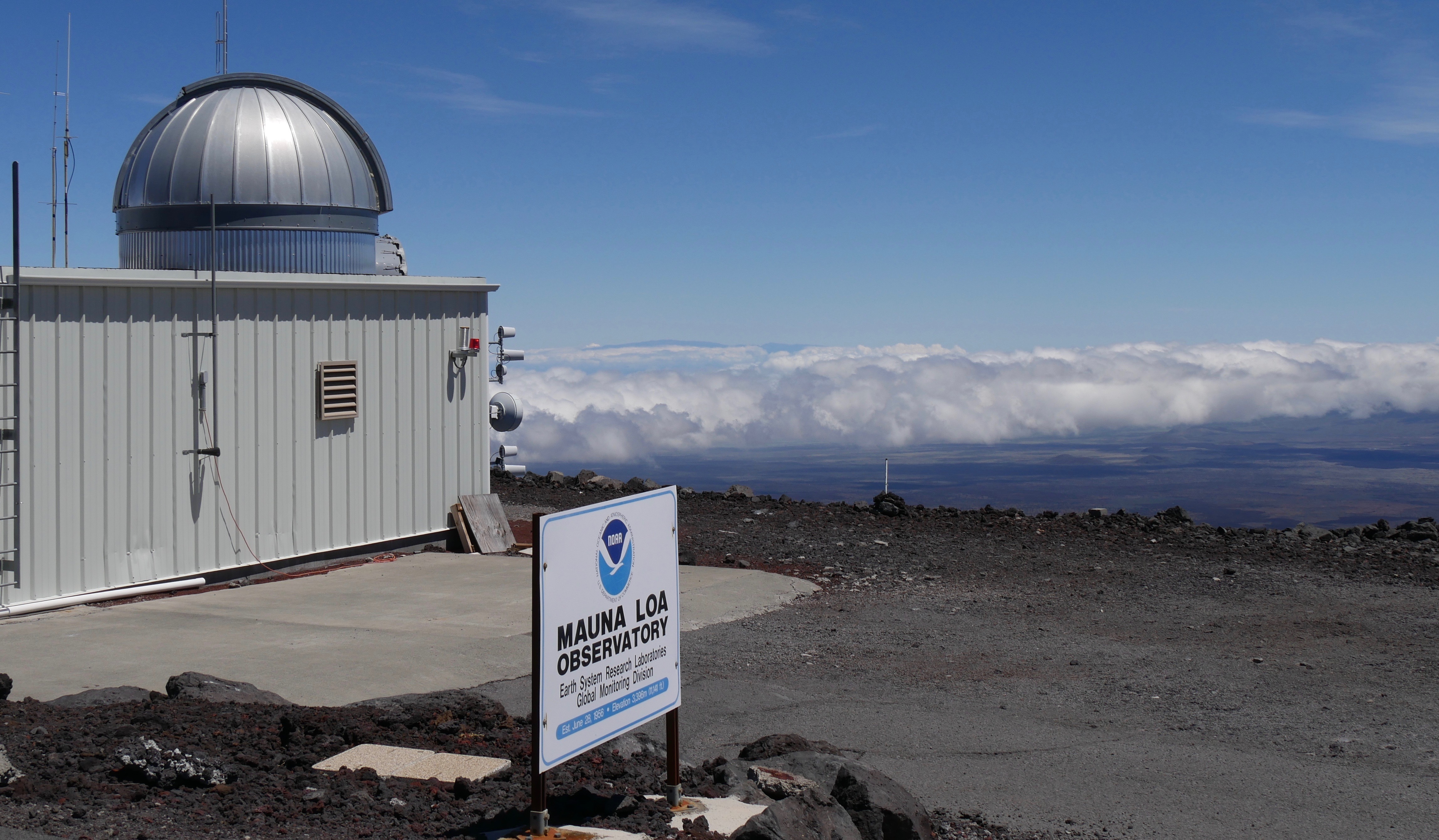 This 2019 photo provided by NOAA shows the Mauna Loa Atmospheric Baseline Observatory in Hawaii