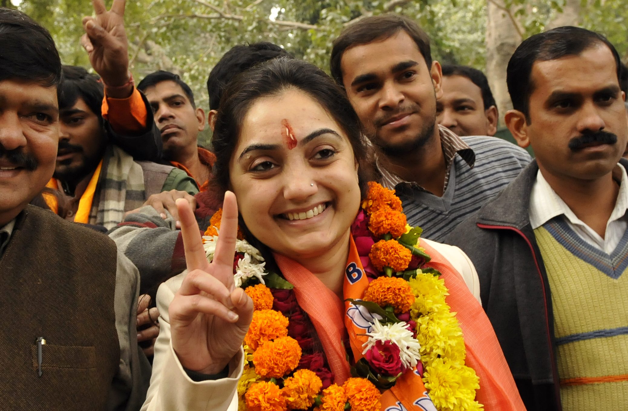 Nupur Sharma arrives at Jamnagar House to file her nominations for the upcoming Delhi Assembly Elections 2015