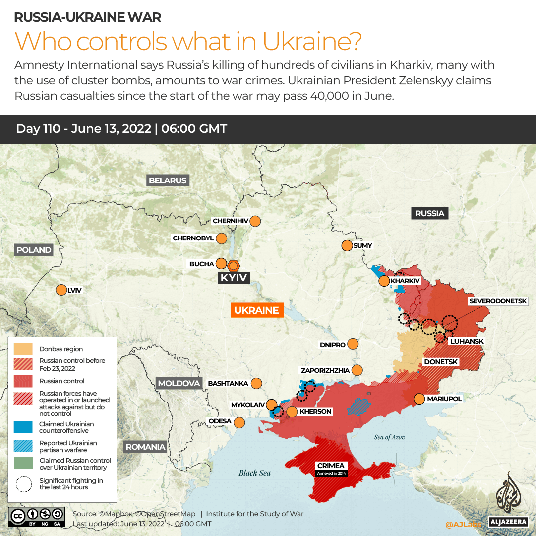 INTERACTIVE Russia Ukraine War Who controls what in Ukraine Day 110