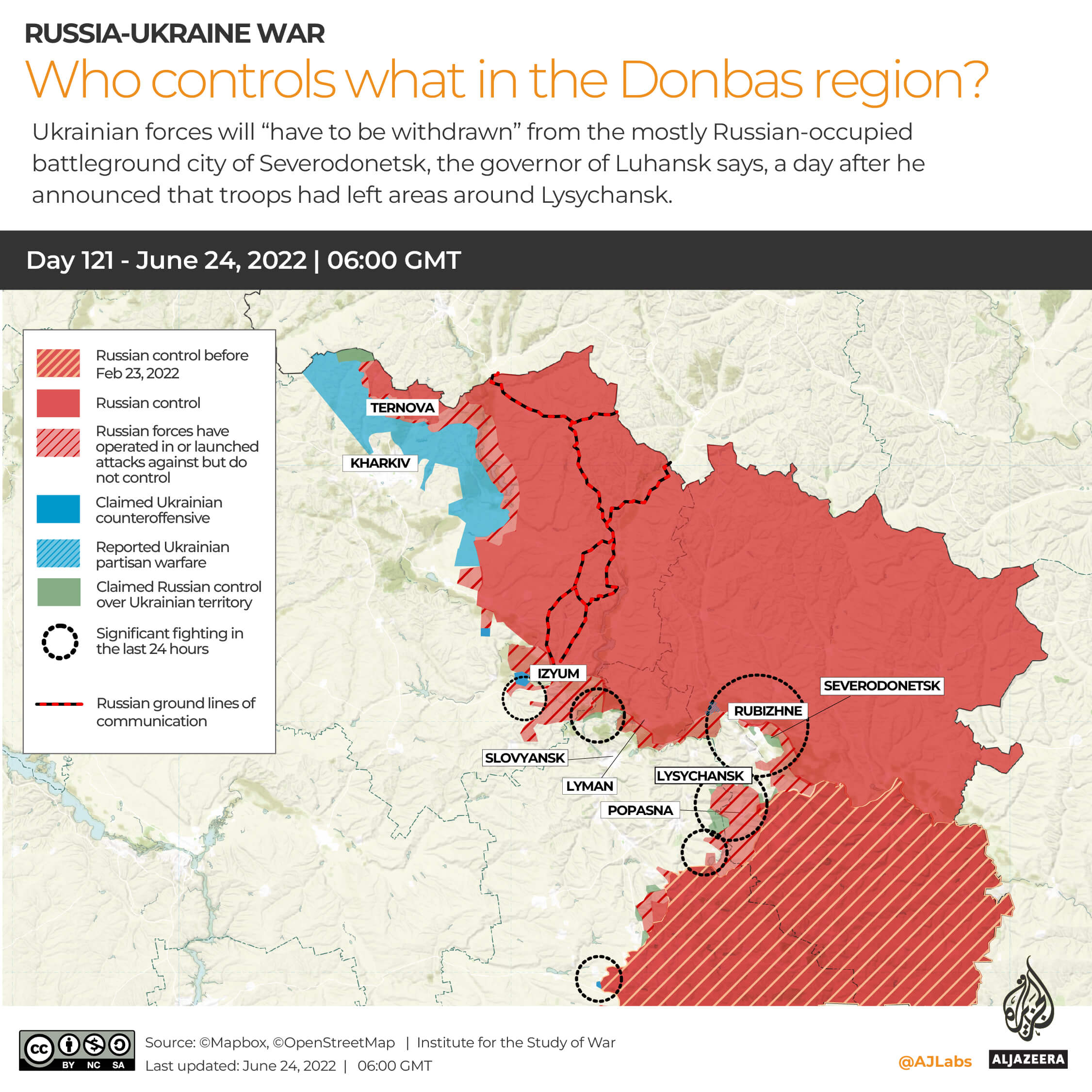 INTERACTIVE_UKRAINE_CONTROL MAP DAY121June24_INTERACTIVE- WHO CONTROLS WHAT IN THE DONBAS- - DAY 121 - JUNE 24