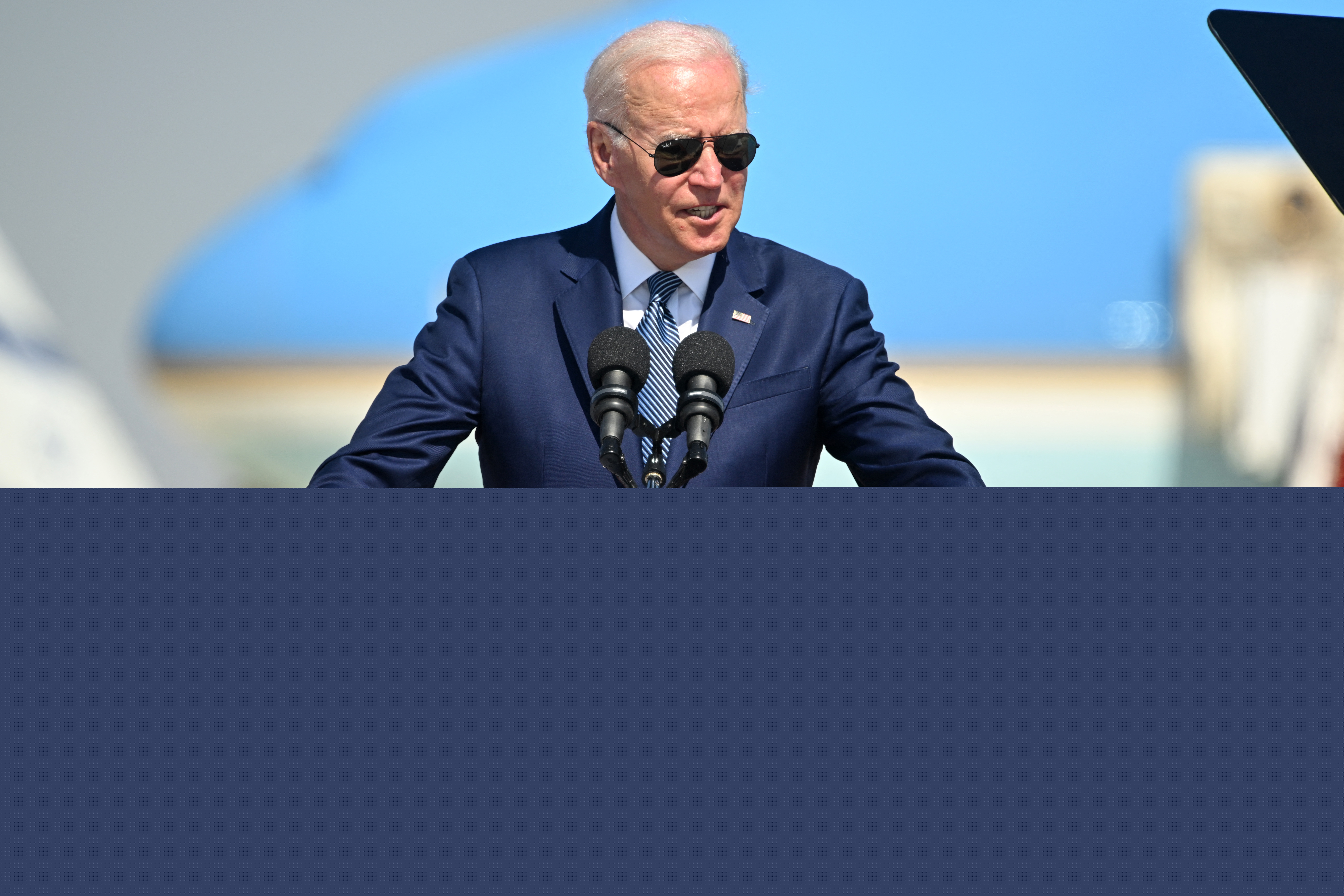 US President Joe Biden addresses his hosts upon his arrival in Israel