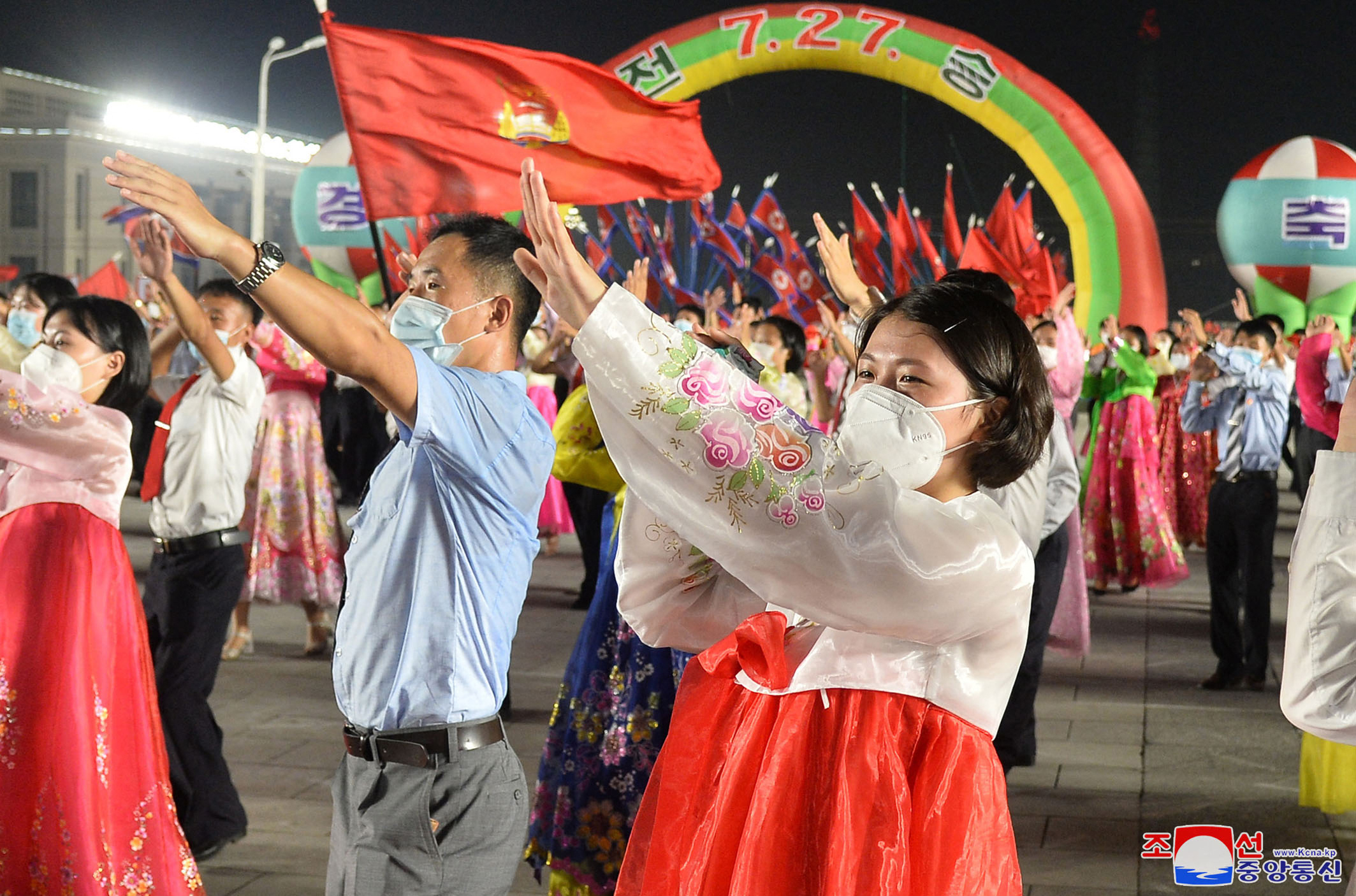 a night party for young students celebrating the 69th anniversary of the victory in the Korean War