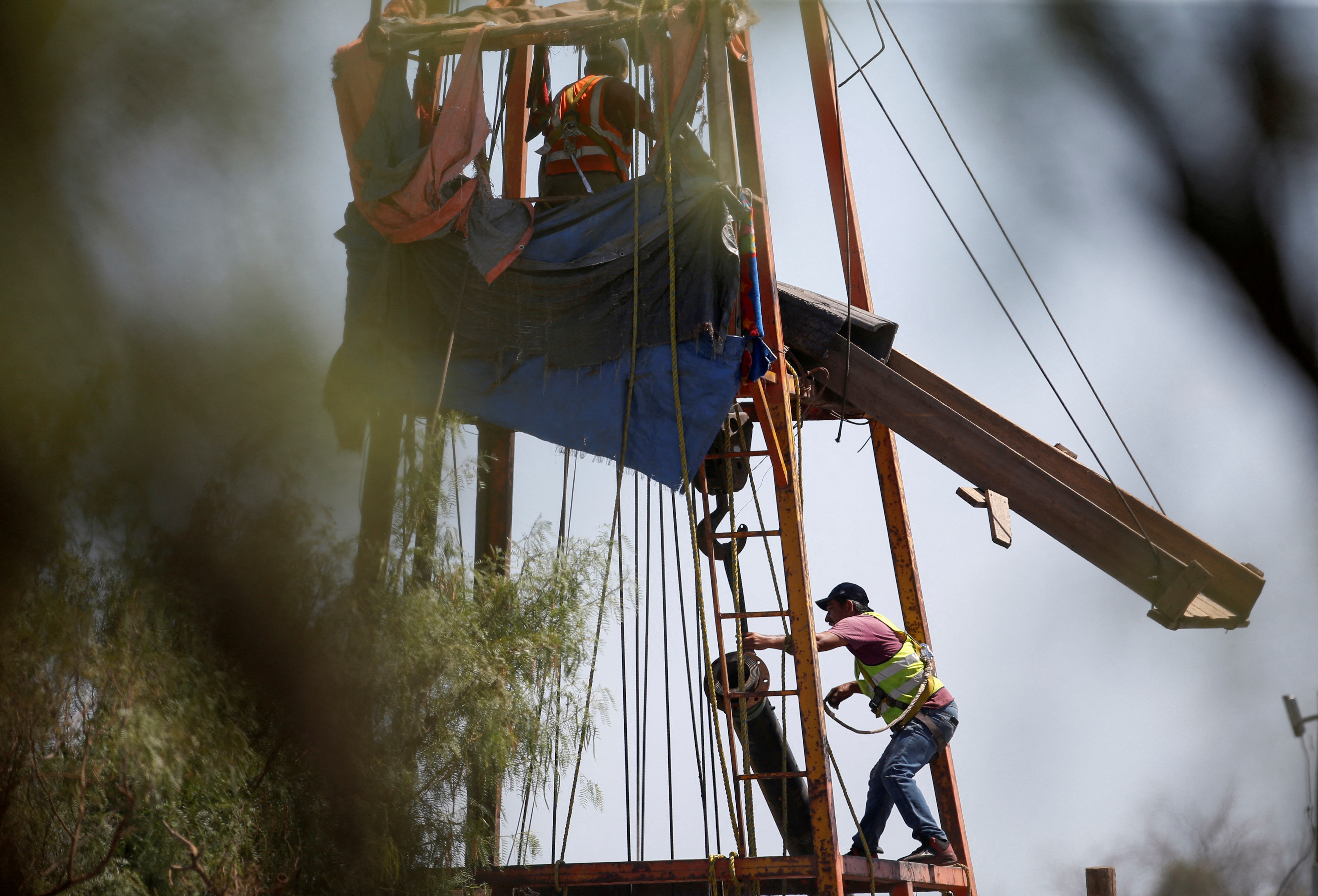 Rescue personnel work on the rescue operation for miners trapped in a flooded coal mine in Sabinas, Coahuila state, Mexico.