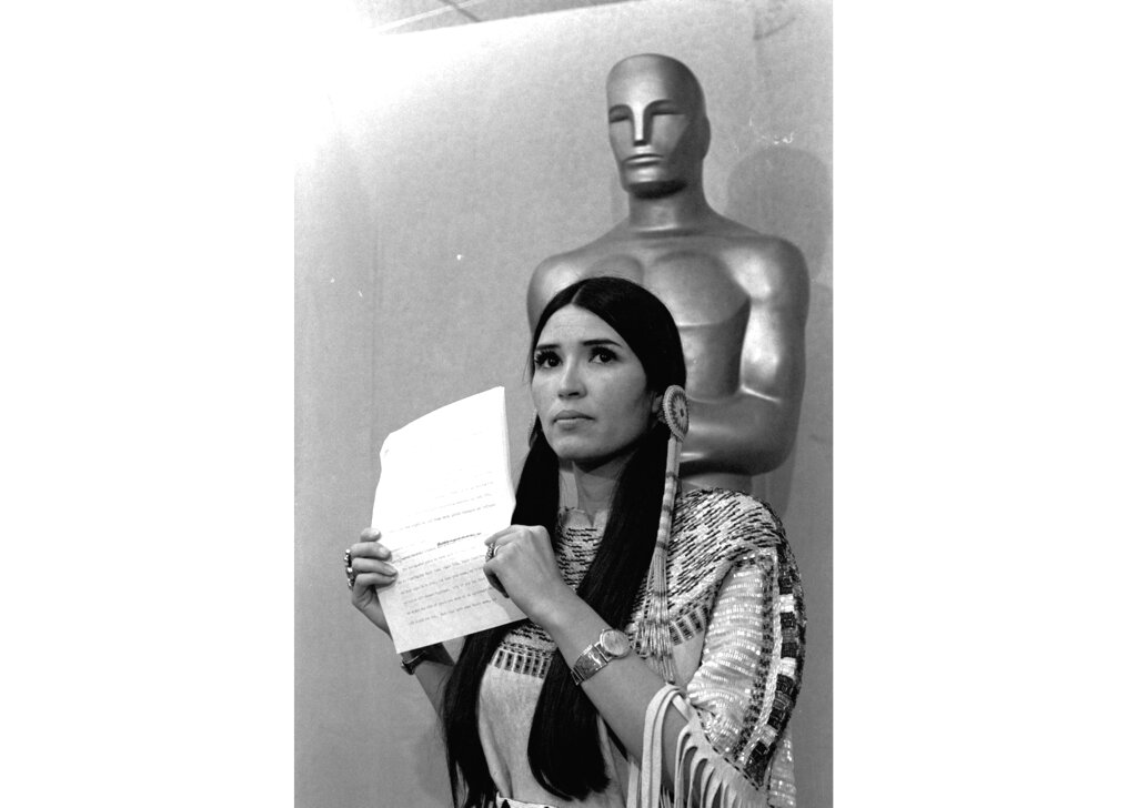 Sacheen Littlefeather at the 1973 Academy Awards ceremony.