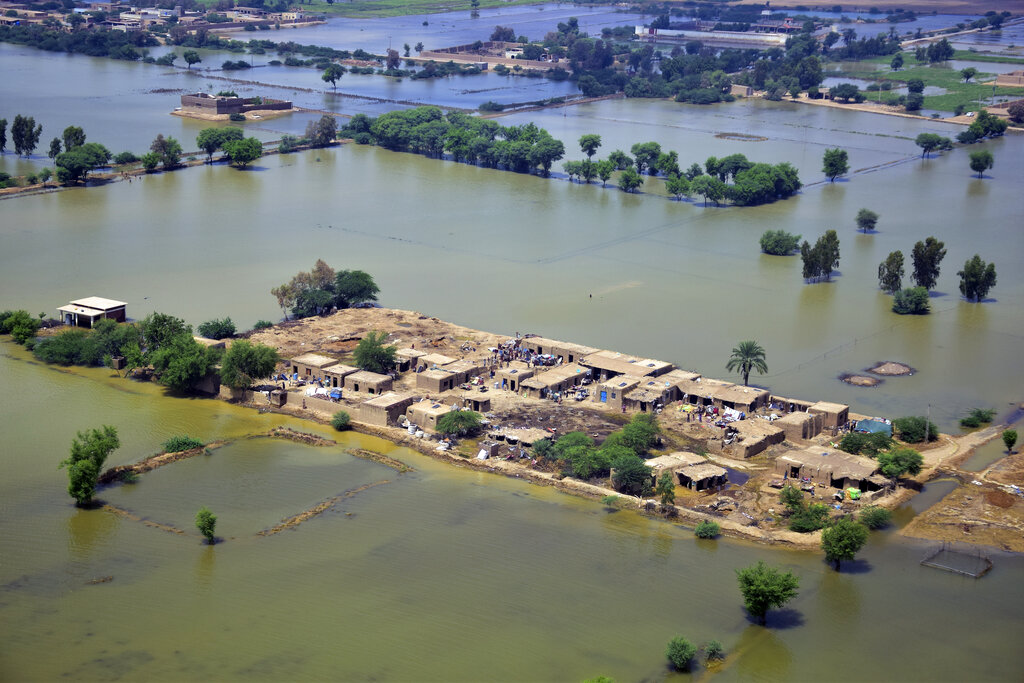 Aerial view of floodwaters