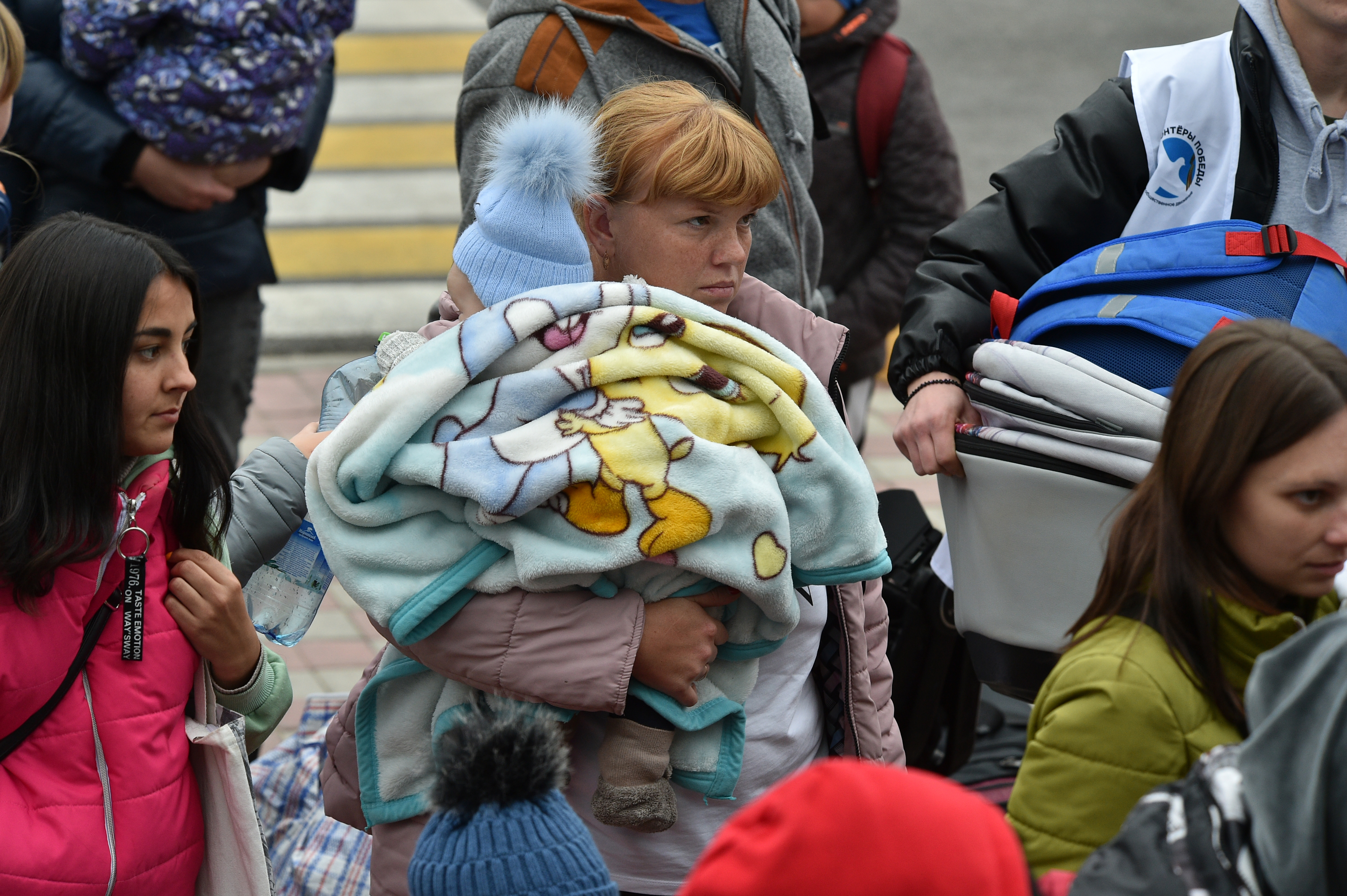 Civilians evacuated from the Russian-controlled city of Kherson