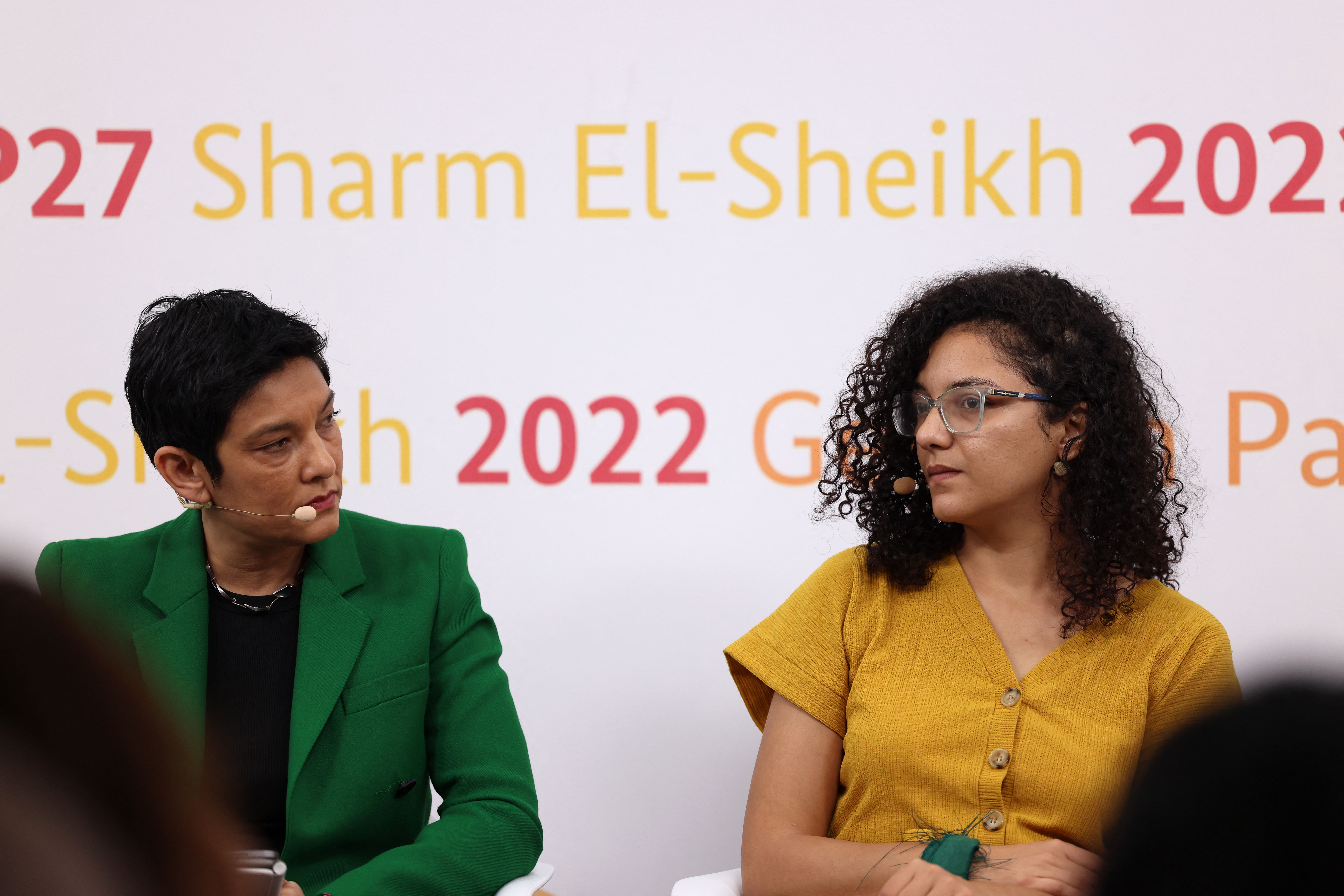 Sana Seif with acting Executive Director at Human Rights Watch Tirana Hassan in Sharm el-Sheikh, Egypt.