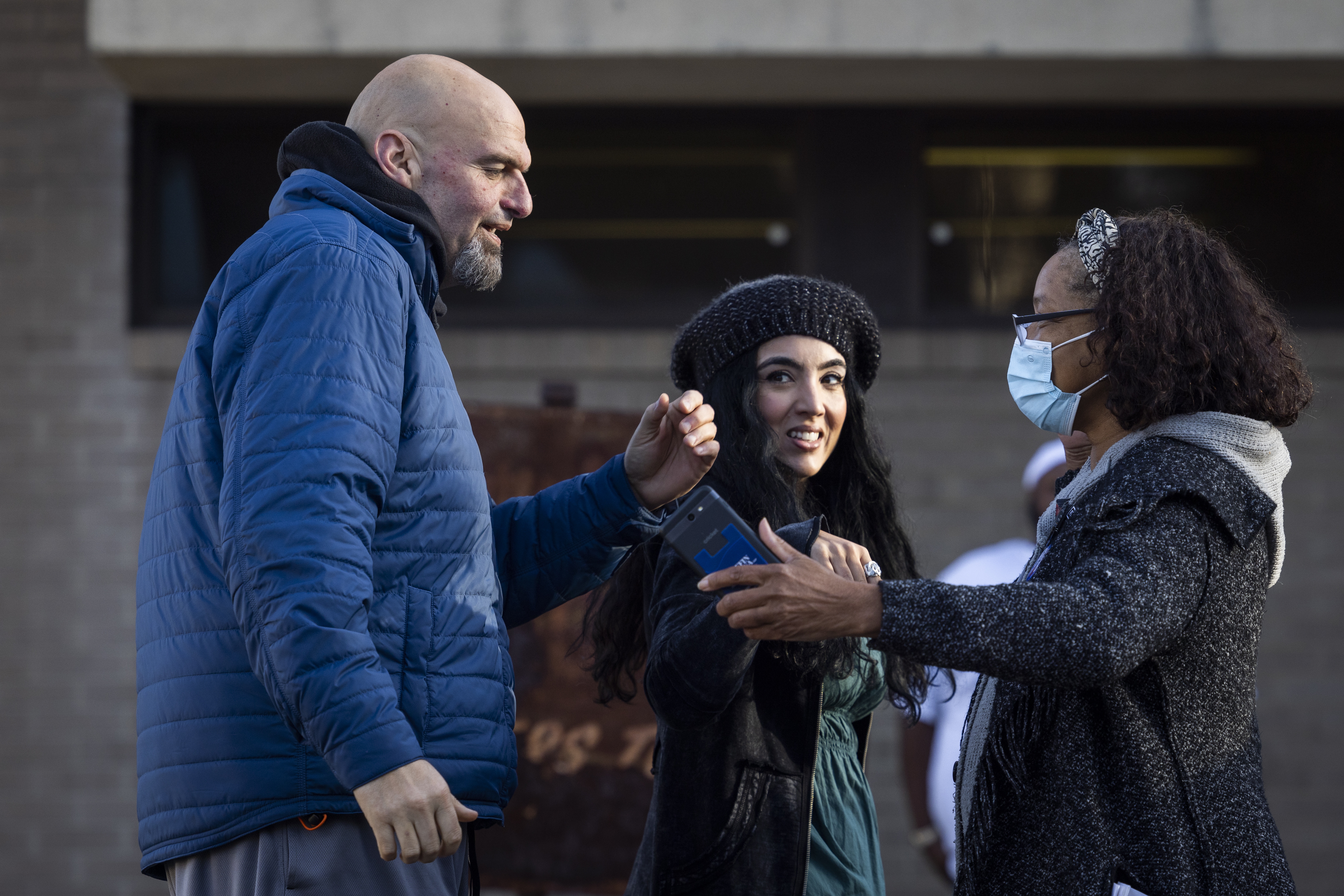 Democratic Senate candidate for Pennsylvania John Fetterman alongside his wife.