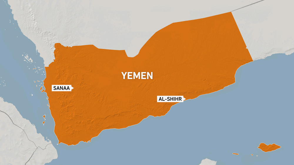 Map showing Sanaa and Al-Shihr in Yemen