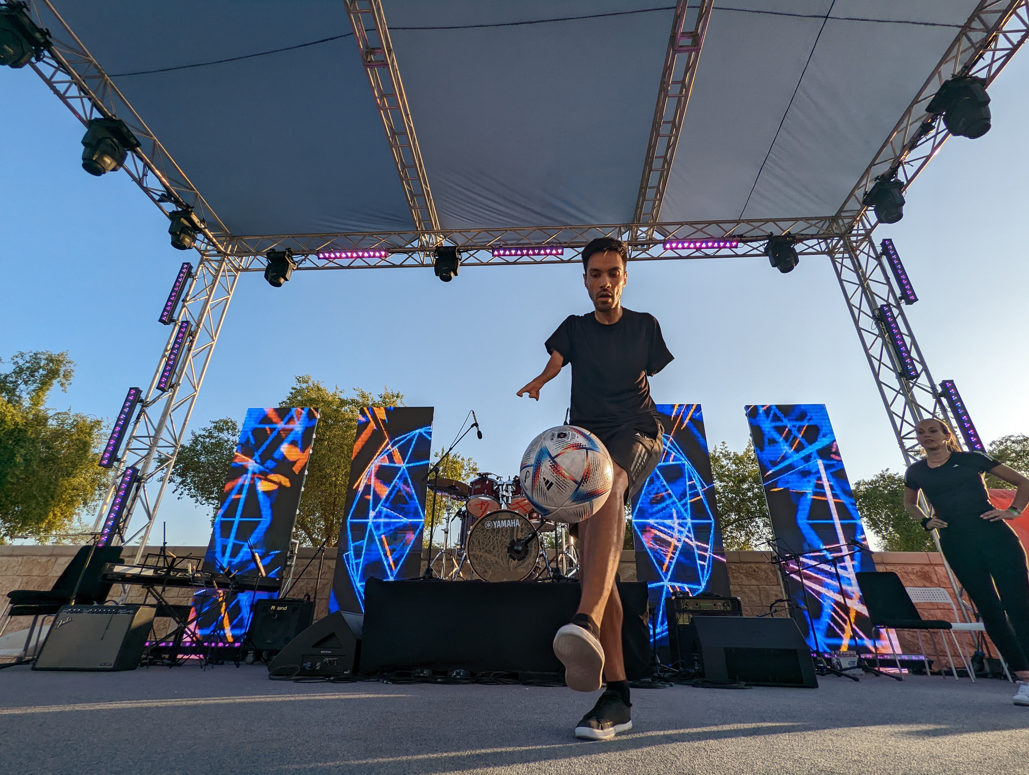 Juanro Aguiló performing near Education City Stadium Photo Umer Naseef Ali 17