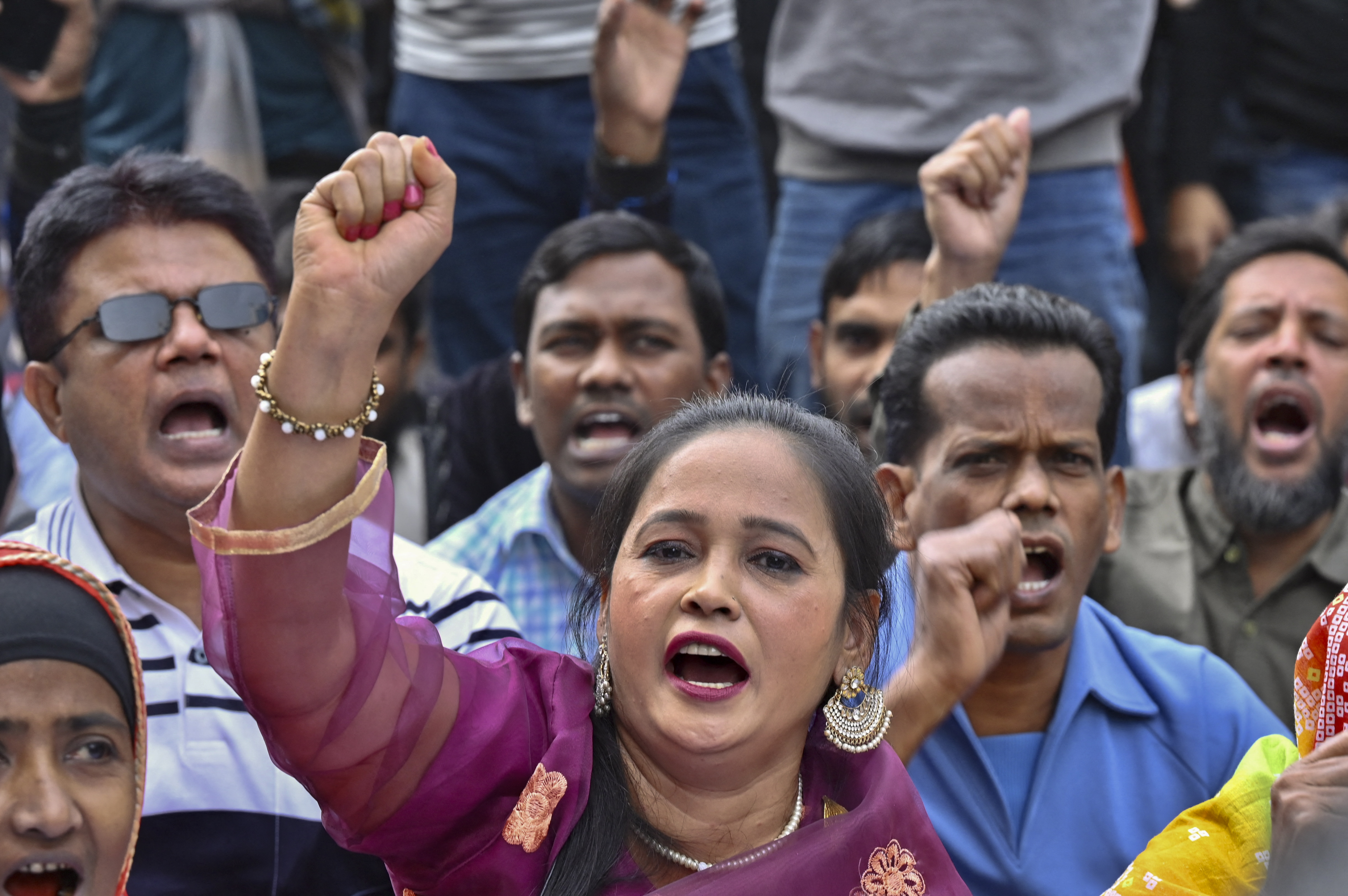 Bangladesh Nationalist Party (BNP) activists gather during an anti-government rally in Dhaka.