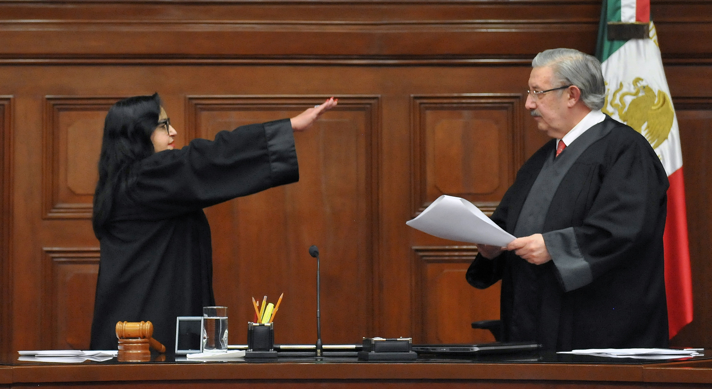Minister Norma Lucia Pina Hernandez takes the oath as president of the Supreme Court of Justice at the Supreme Court building in Mexico City, Mexico, January 2, 2023