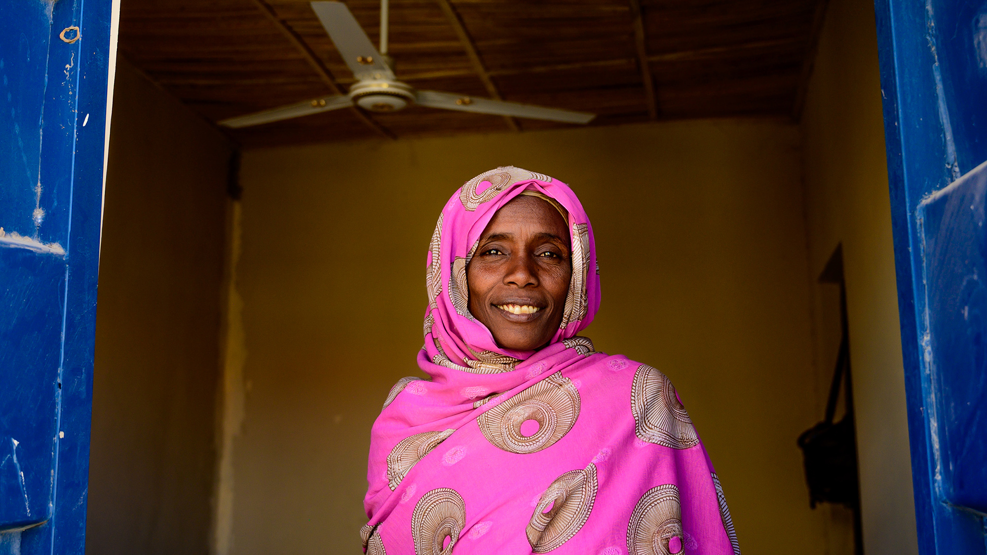 Dana Adam, single mother of three, eight years after fleeing violence, in her newly rebuilt home in Ngarannam, Nigeria [Photo courtesy UNDP]