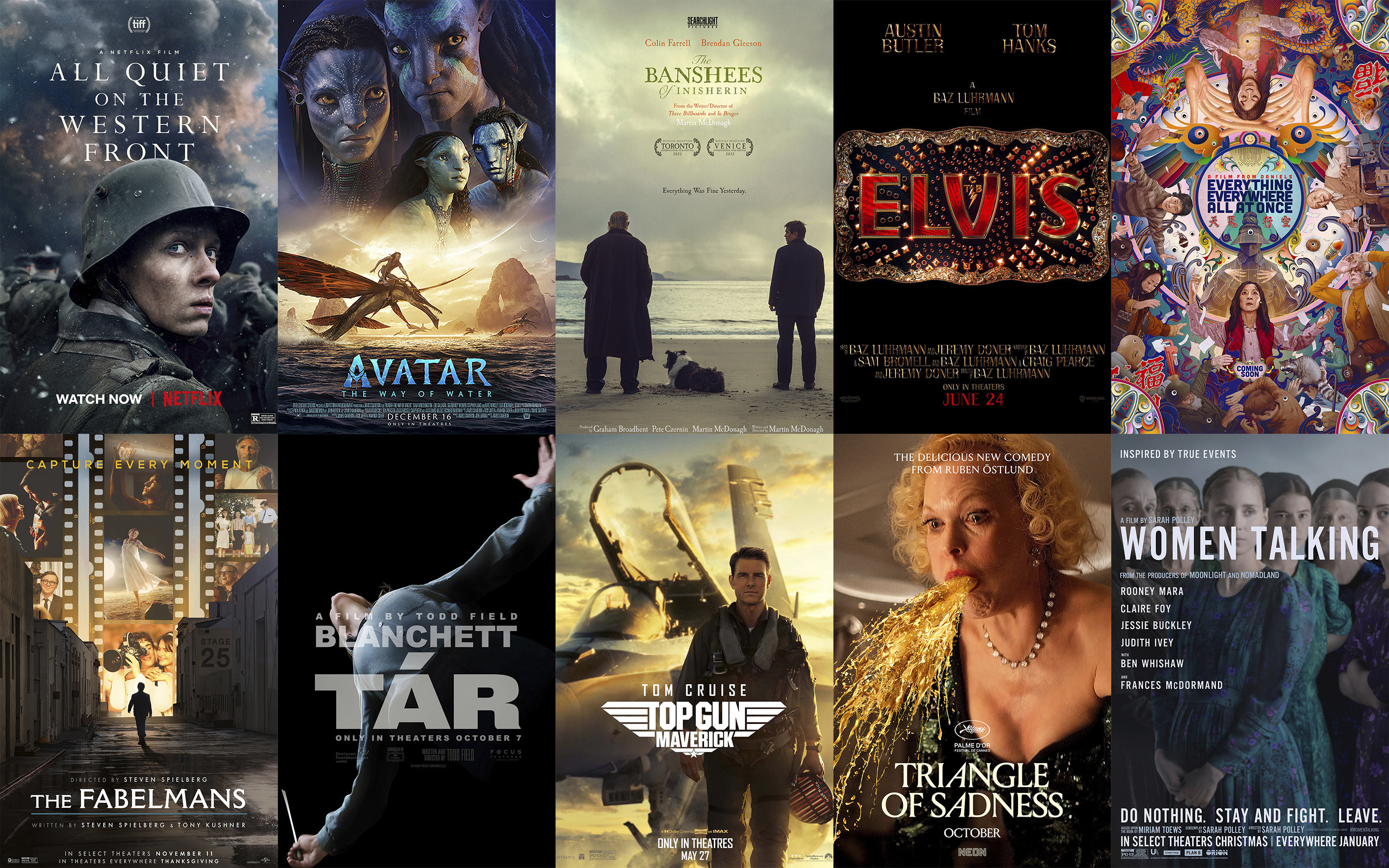 A collage of the 10 best picture nominees at the 95th Oscars
