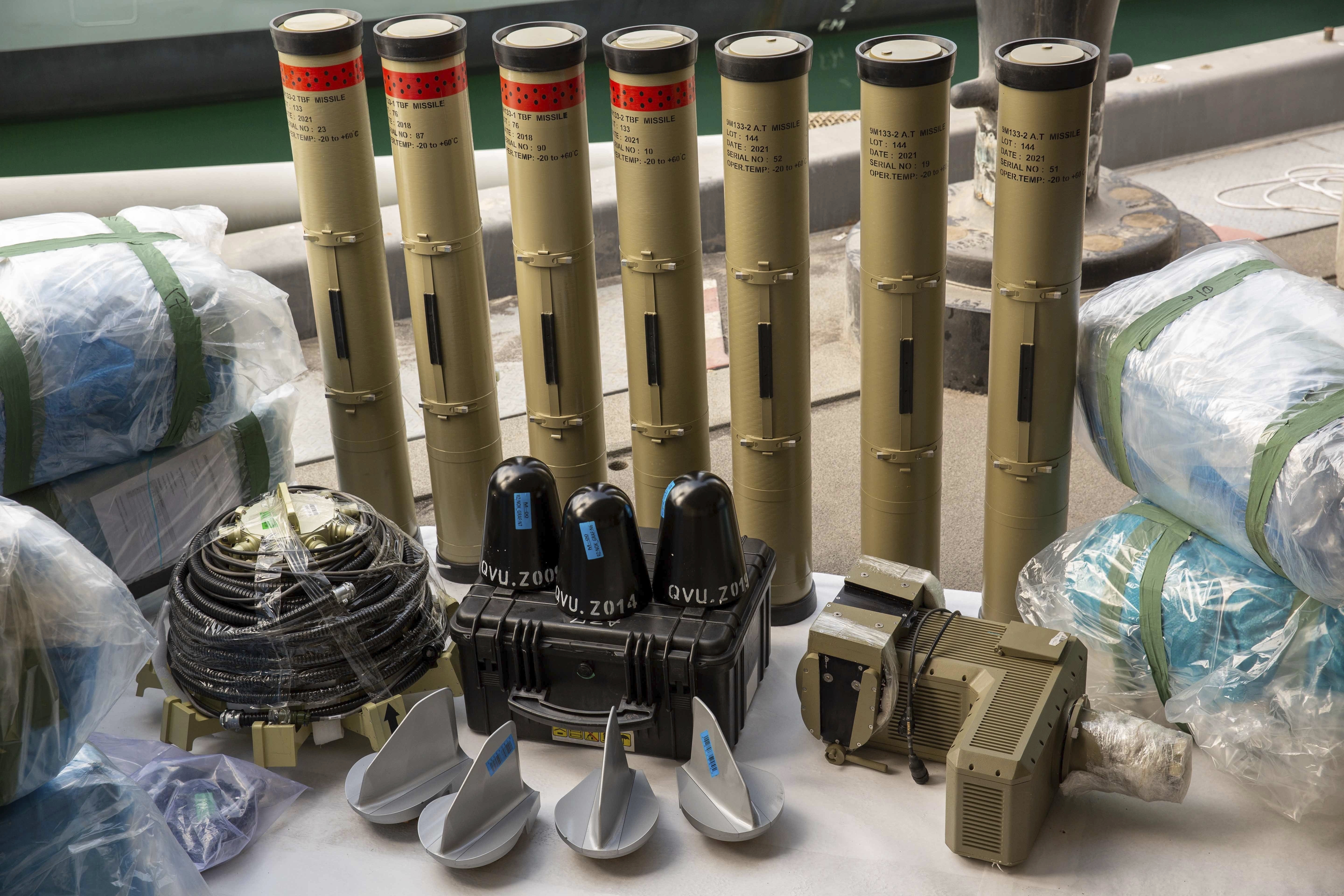anti-tank missiles and medium-range ballistic missile components seized by the United Kingdom Royal Navy