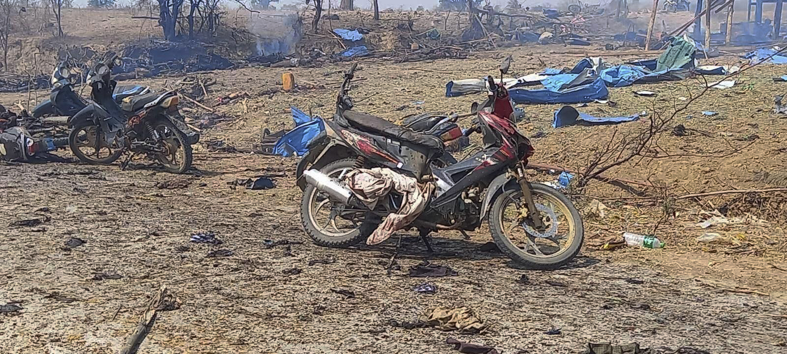 Aftermath of strike on Pa Zi Gyi village