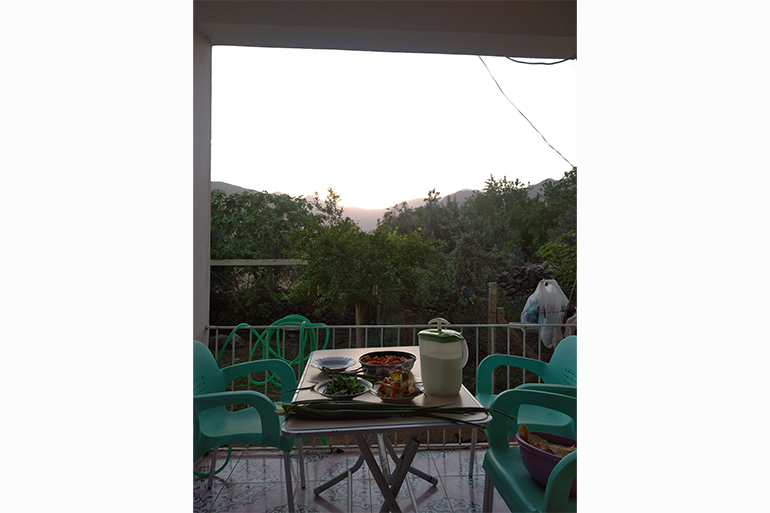 The iftar table Artar prepared for her and her son, on the house's balcony.