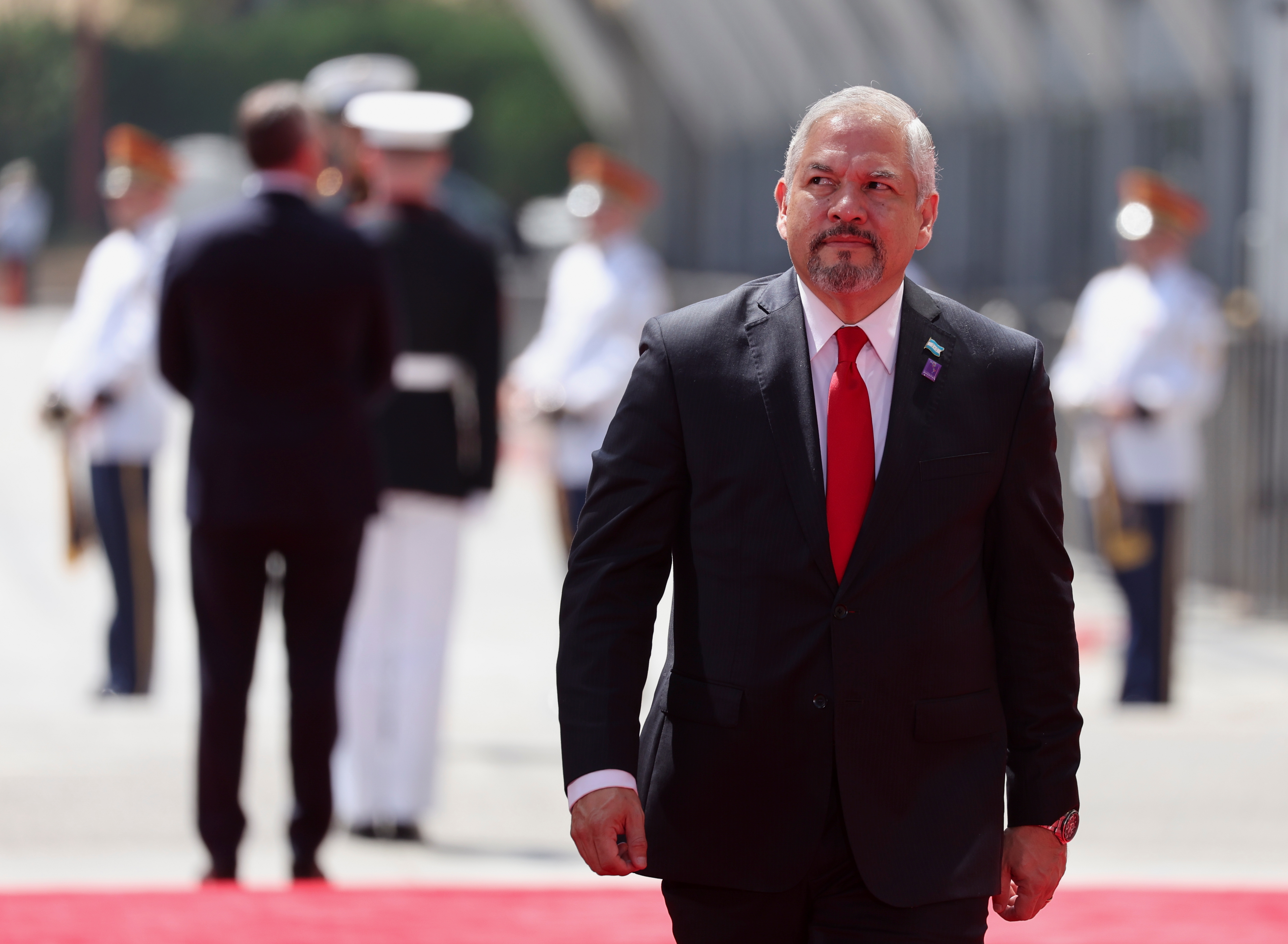 Honduras's Foreign Minister Eduardo Enrique Reina arrives at the ninth Summit of the Americas