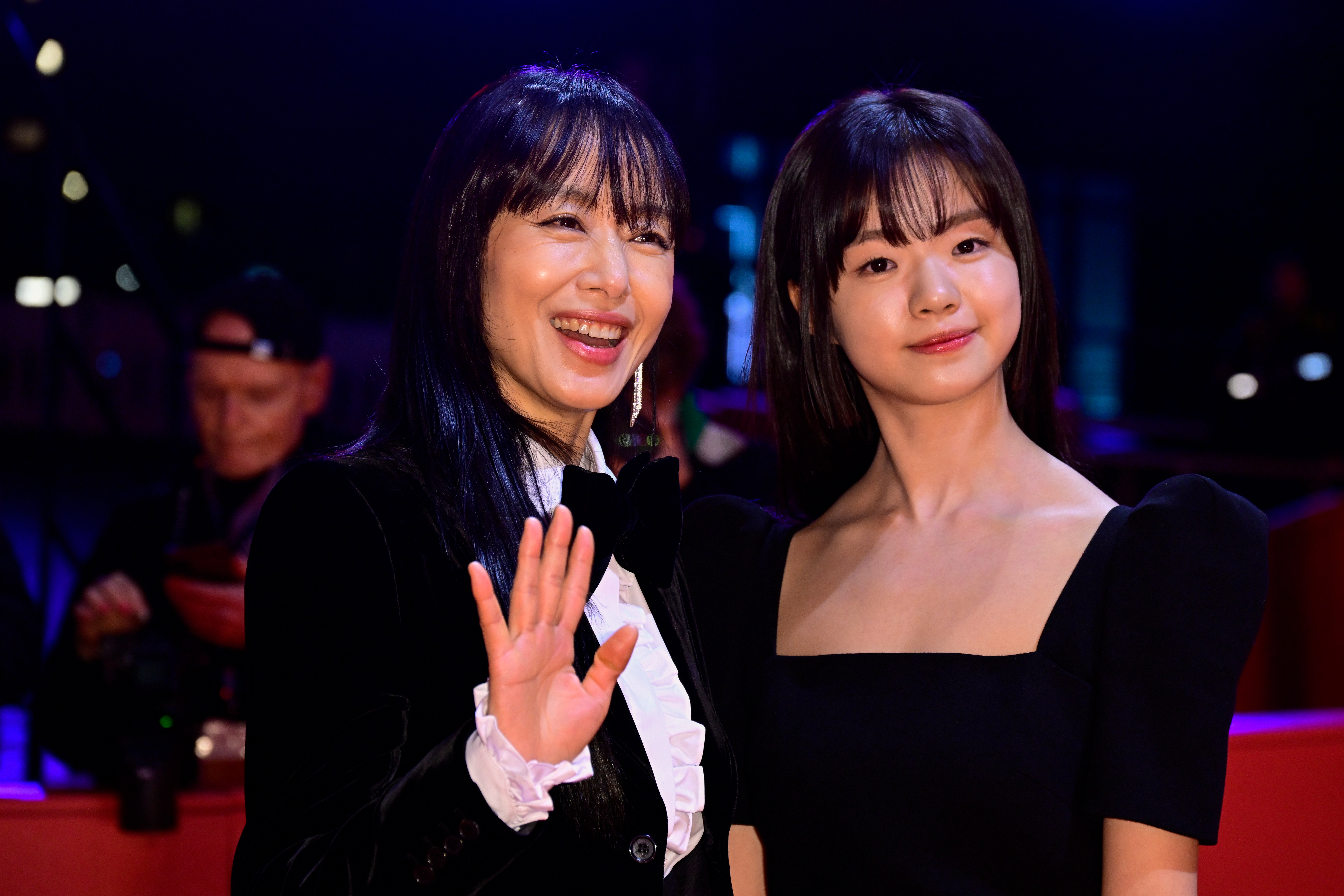 South Korean actresses Kim Si-a and Jeon Do-yeon pose on the red carpet for the film "Kill Boksoon" screened as Berlinale Special at the Berlinale, Europe's first major film festival of the year, on February 18, 2023 in Berlin.