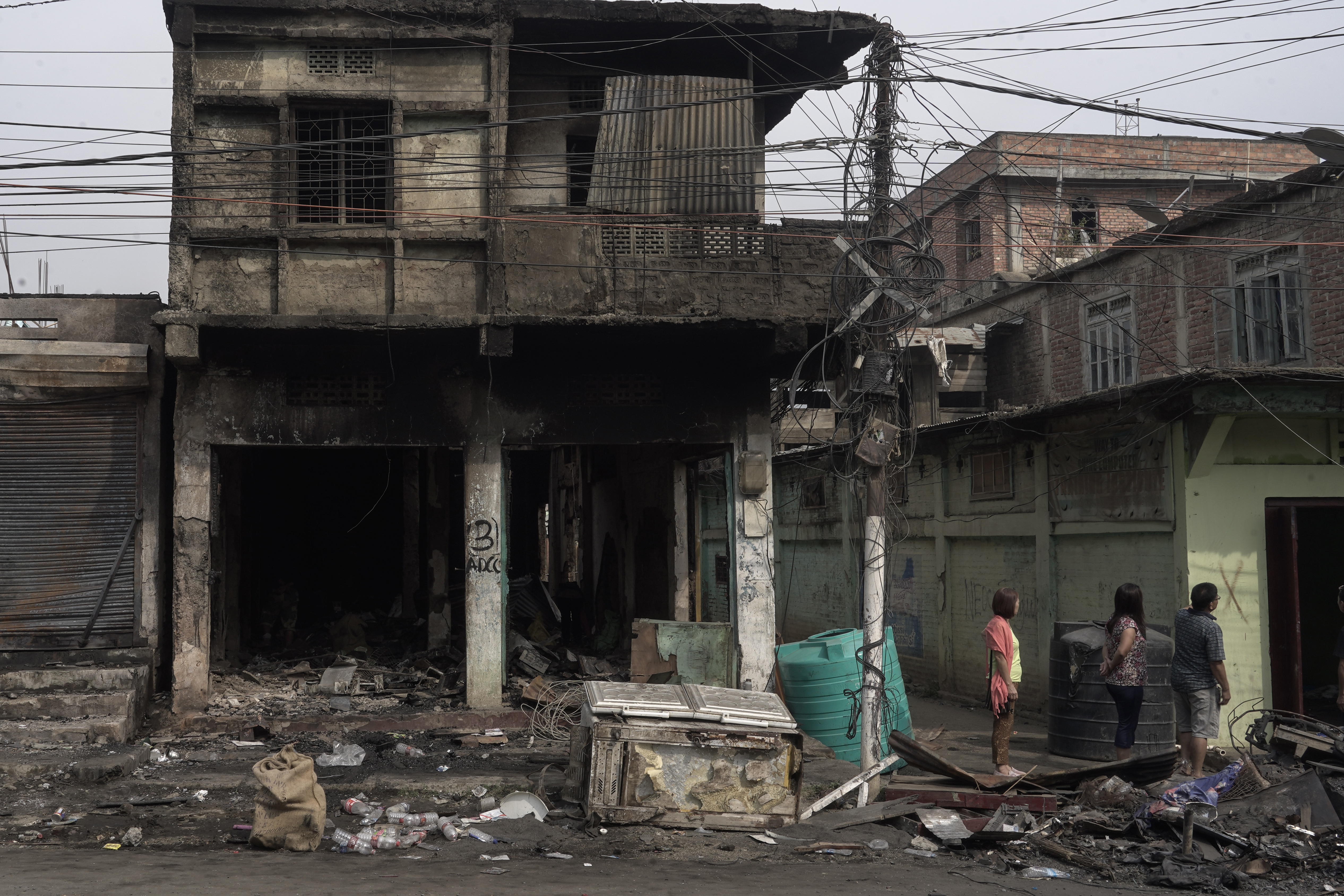 A burnt property in Churachandpur district in Manipur