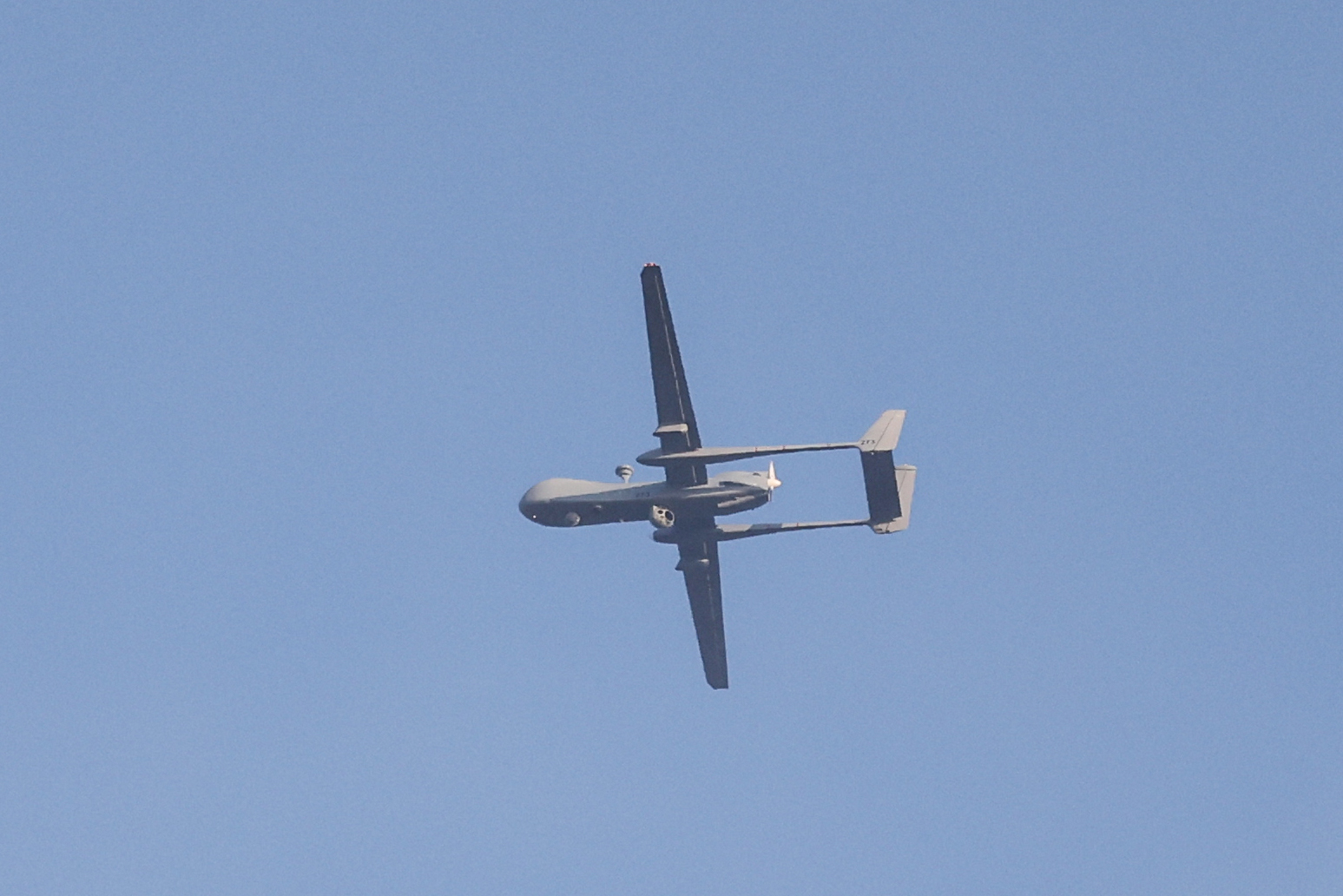 This picture shows an unmanned aerial vehicle flying over southern Israel