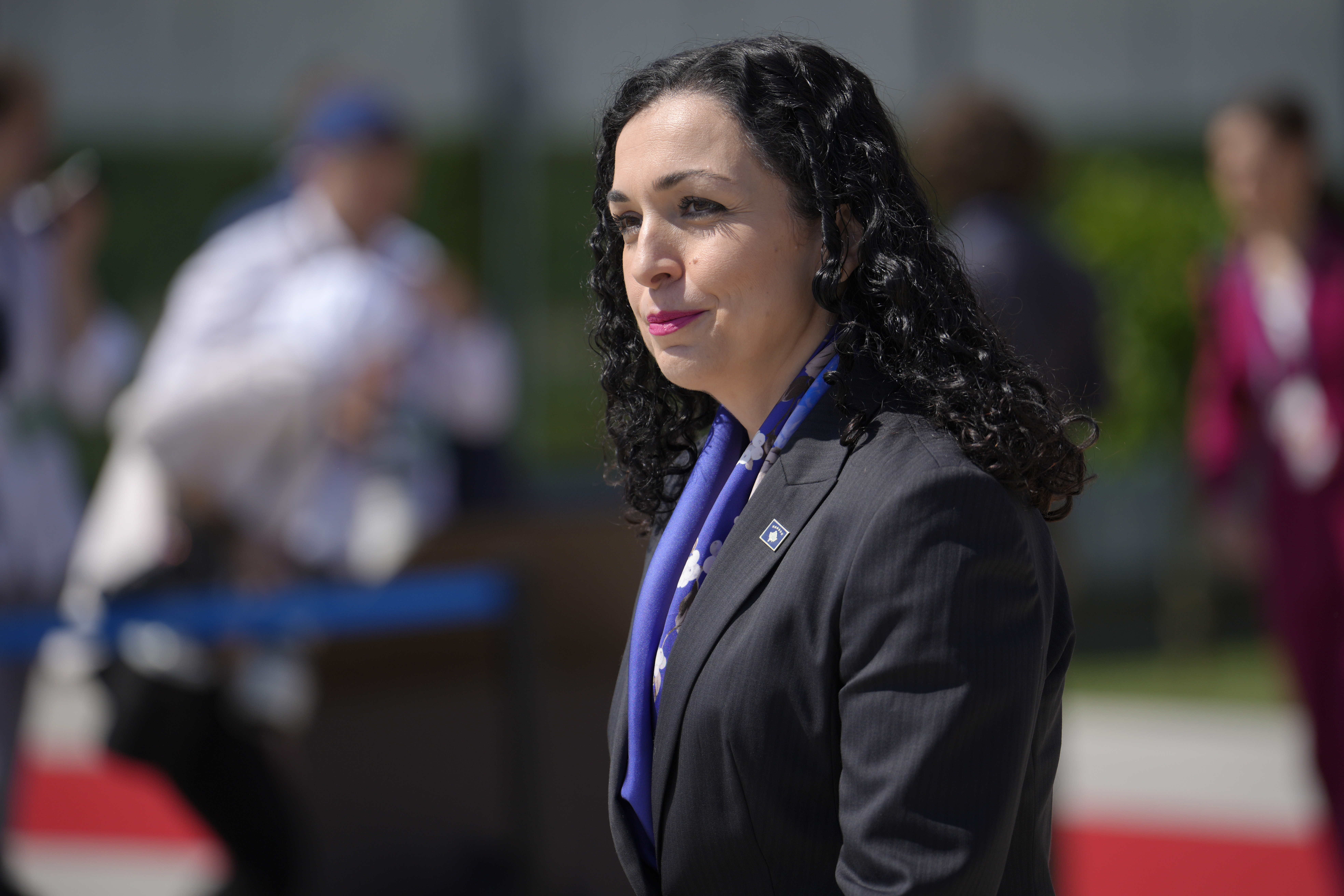 Kosovo's President Vjosa Osmani-Sadriu arrives for the European Political Community Summit at the Mimi Castle in Bulboaca, Moldova