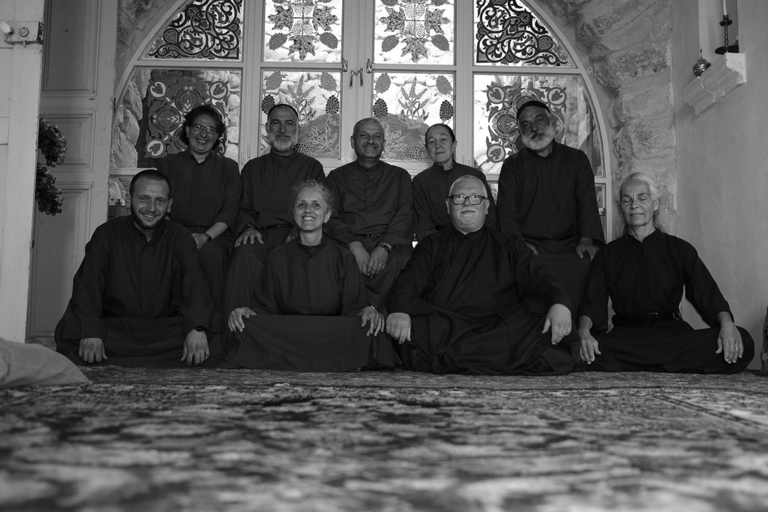 The Mar Musa community in a black and white photo