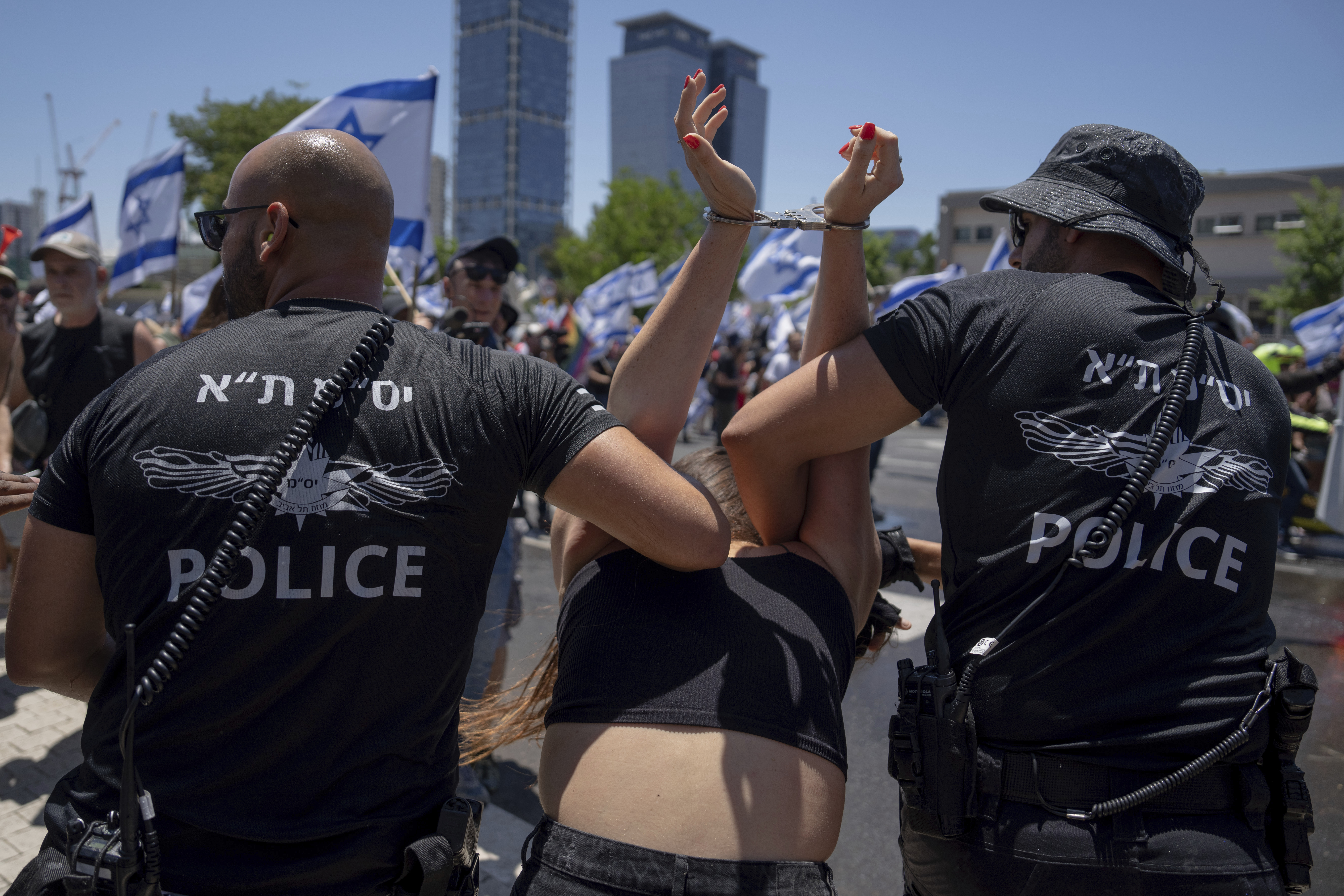 Israeli police detain a demonstrator