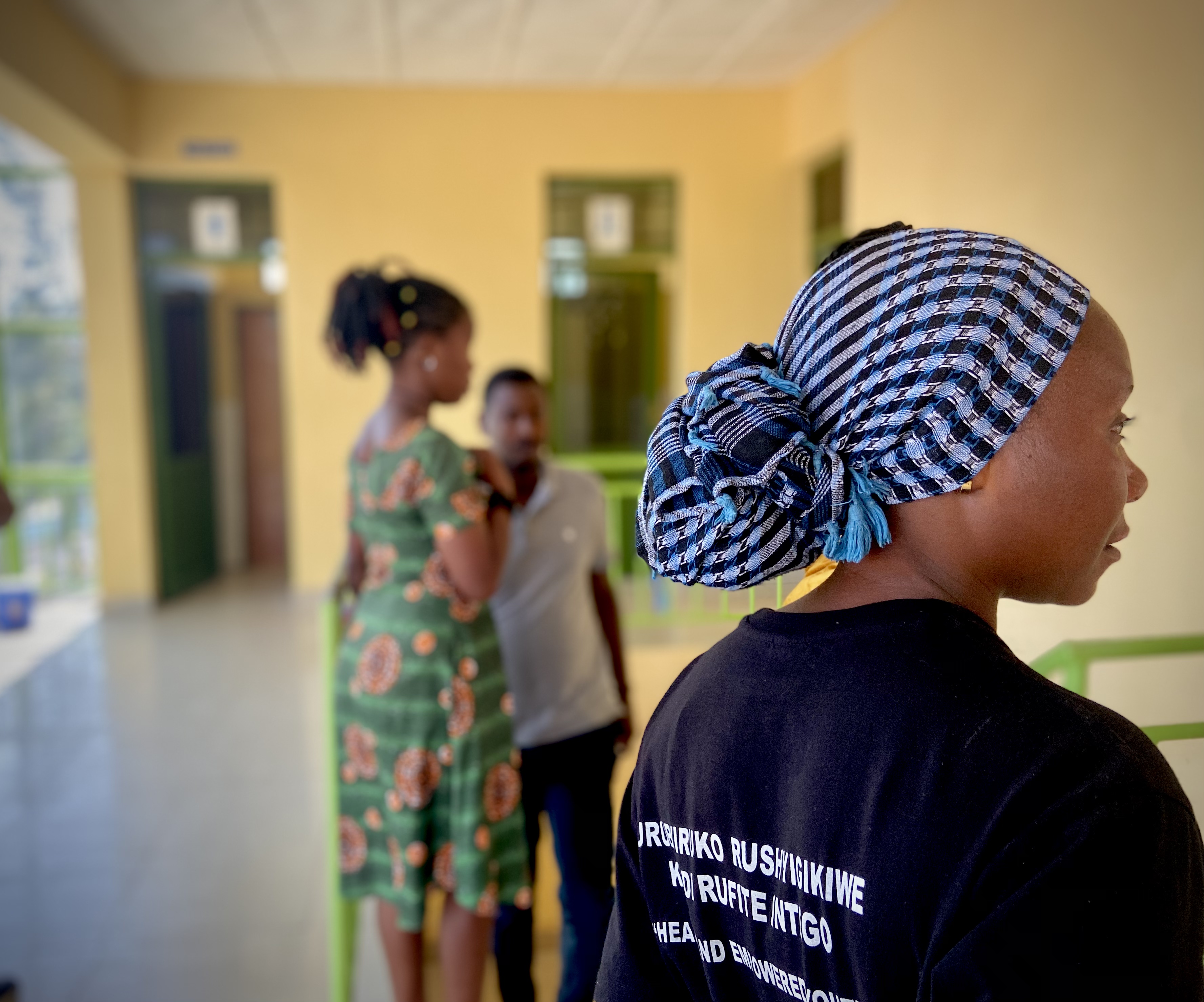 Teen mothers gathered at the community center in Karongi district of Rwanda