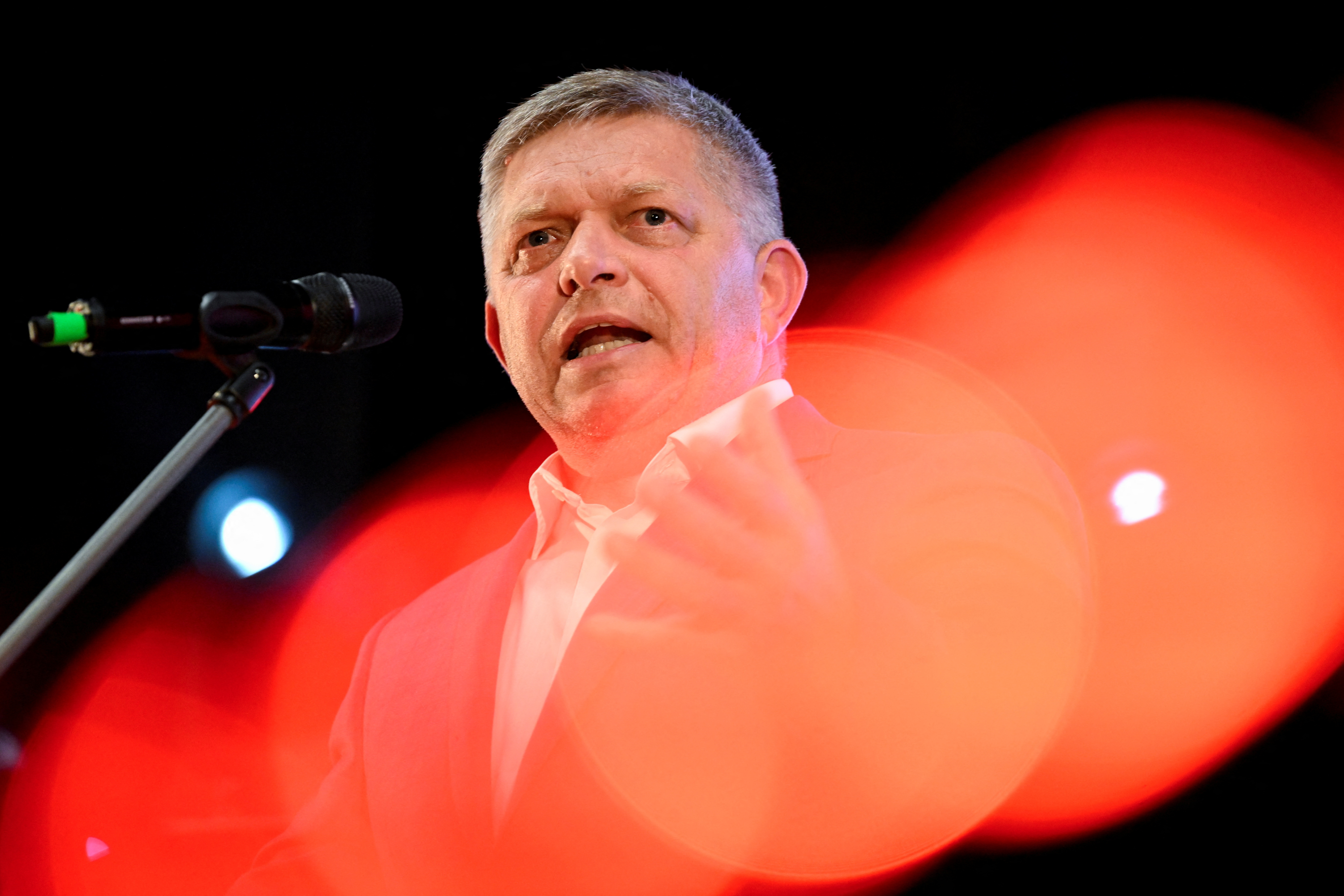 Slovakia's former Prime Minister and leader of SMER-SSD party Robert Fico attends the party's election campaign rally, ahead of Slovakia's early parliamentary election in Banovce nad Bebravou, Slovakia,