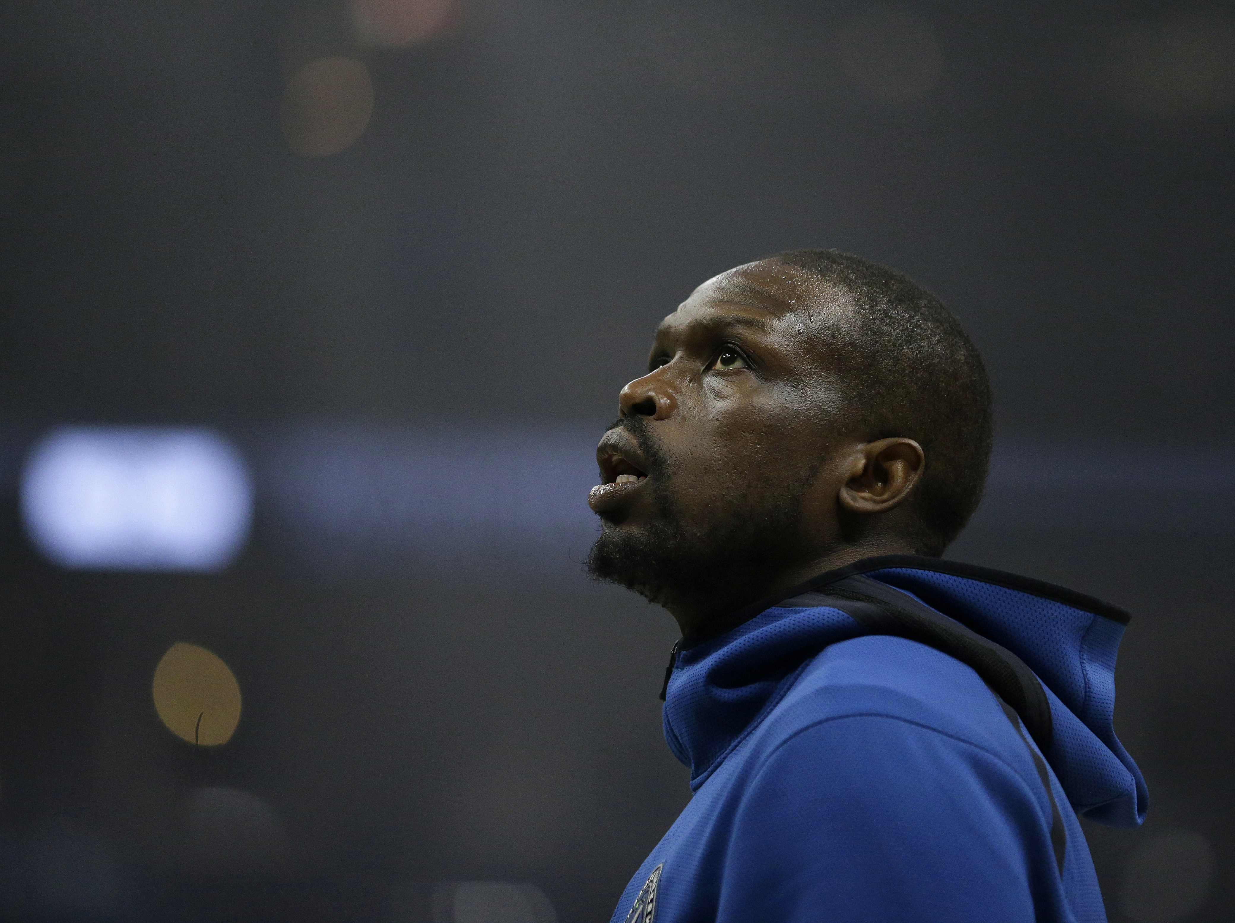 Luol Deng warms up before an NBA basketball game