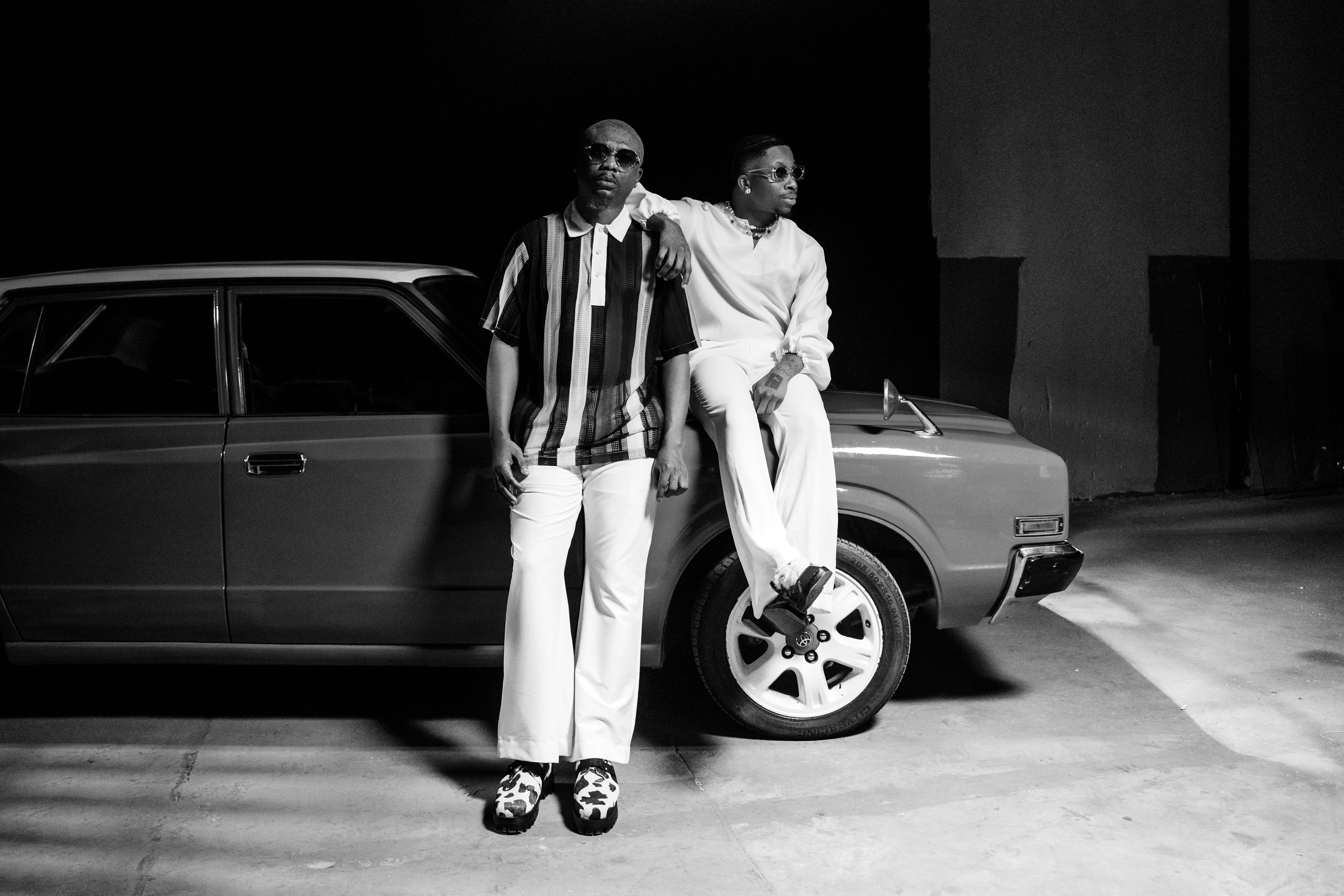 The rapper Reminisce on set for a music video with singer Oxlade in Lagos, Nigeria