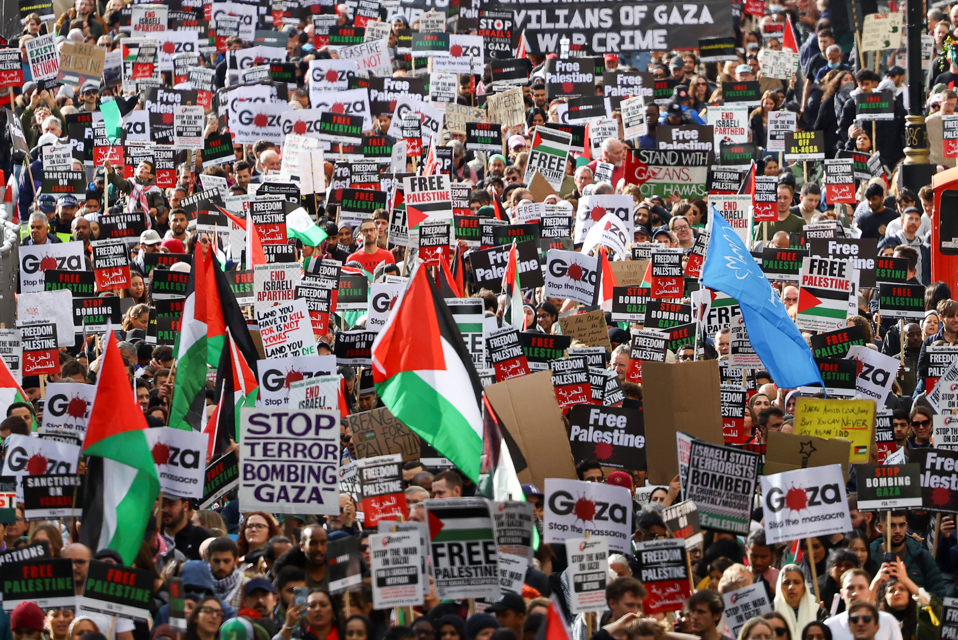 Demonstrators protest in solidarity with Palestinians in Gaza