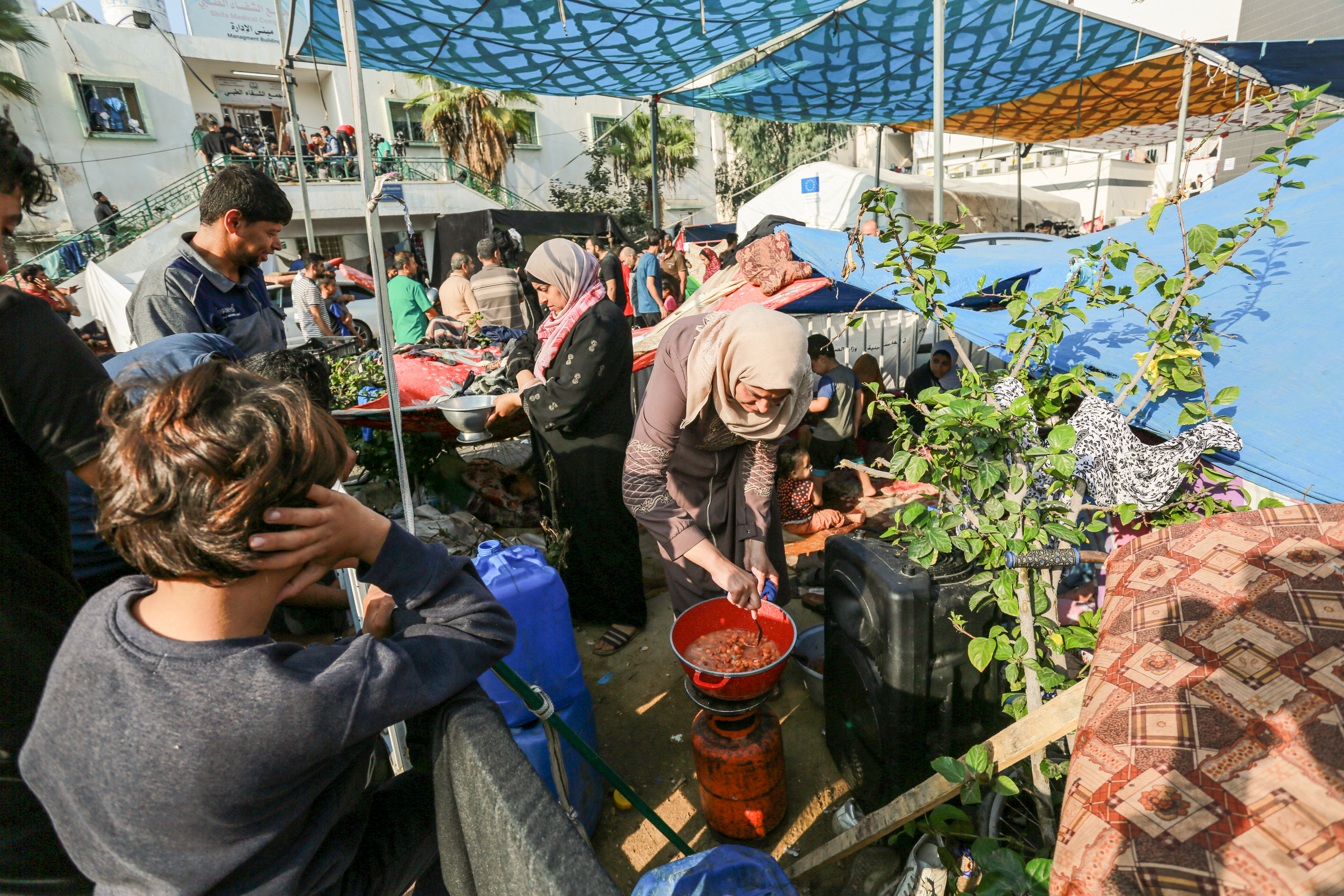 Family sheltering at Al-Shifa hosital in Gaza