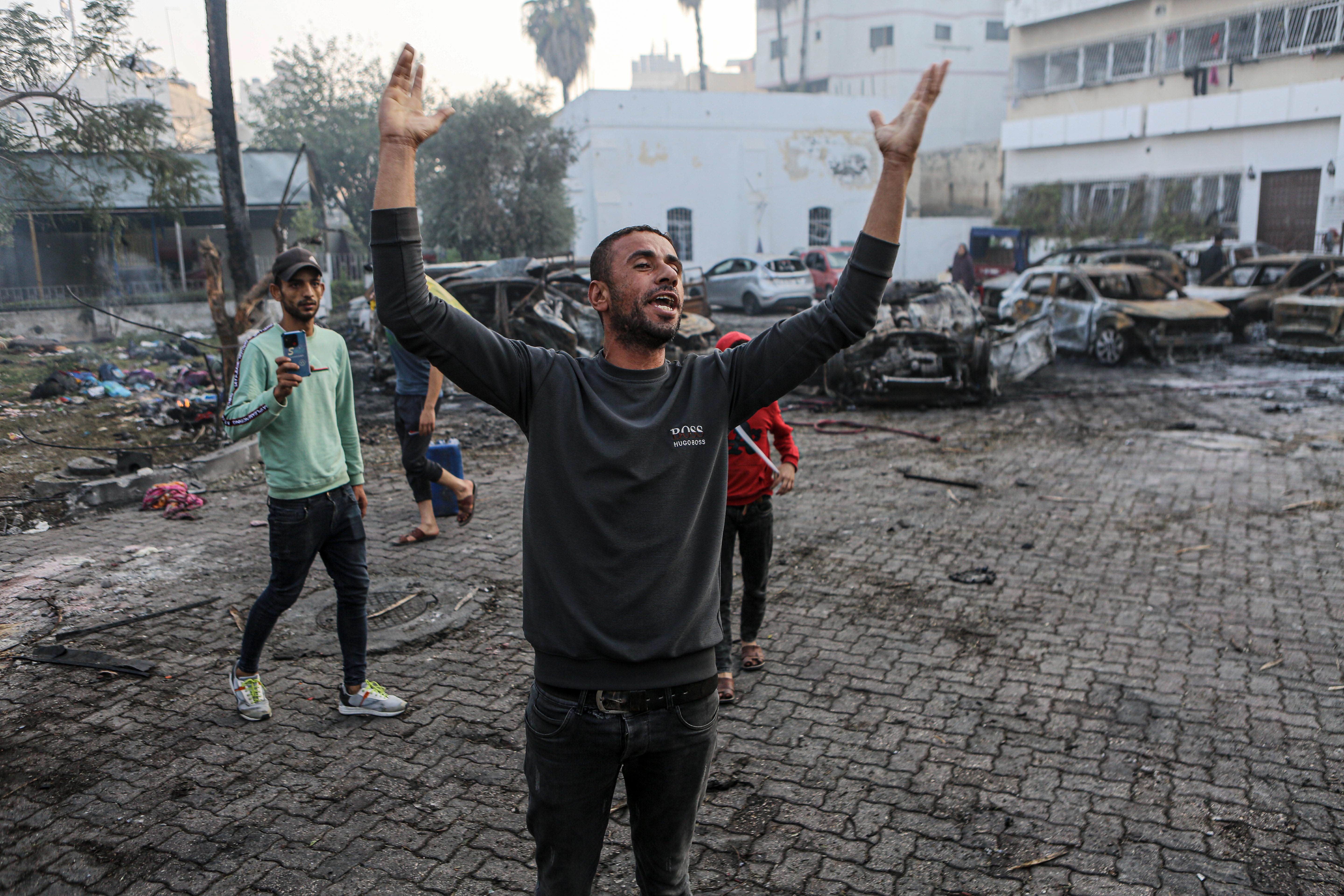 the damage at Ahli Arab Hospital in Gaza