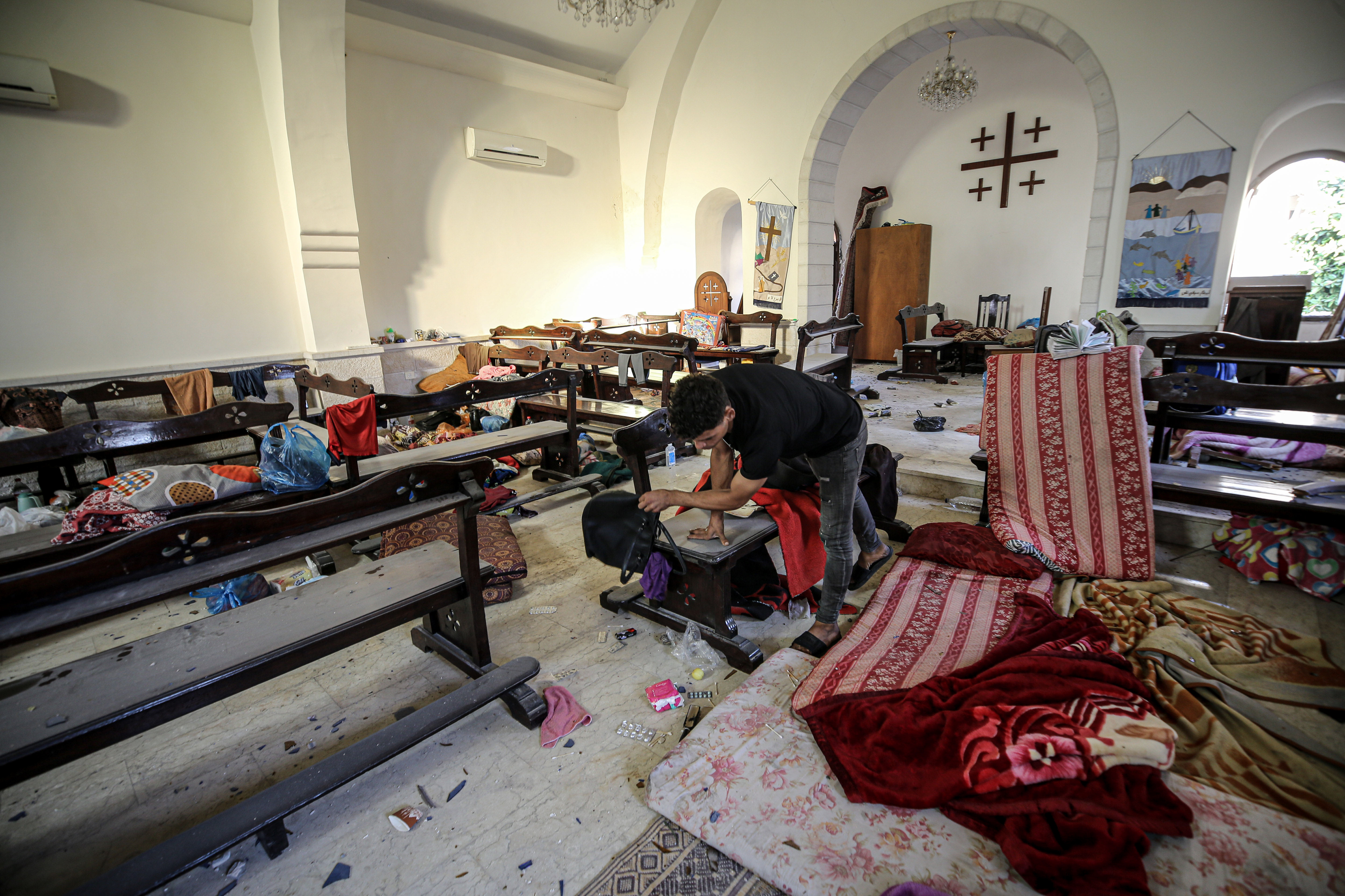 the damage at Ahli Arab Hospital in Gaza