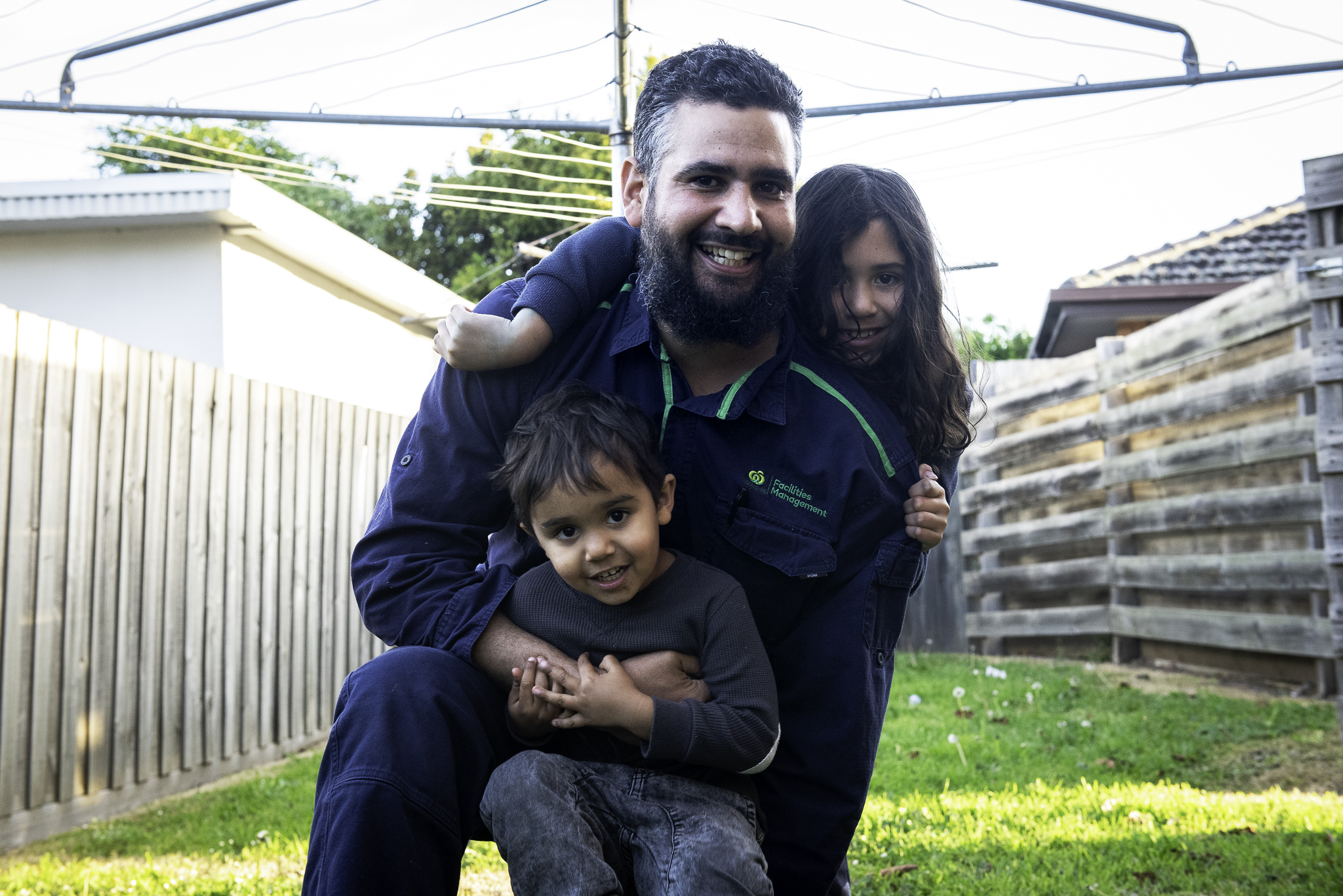Matthew Weegberg (35) with his children Evie (8) and Walter (4)
