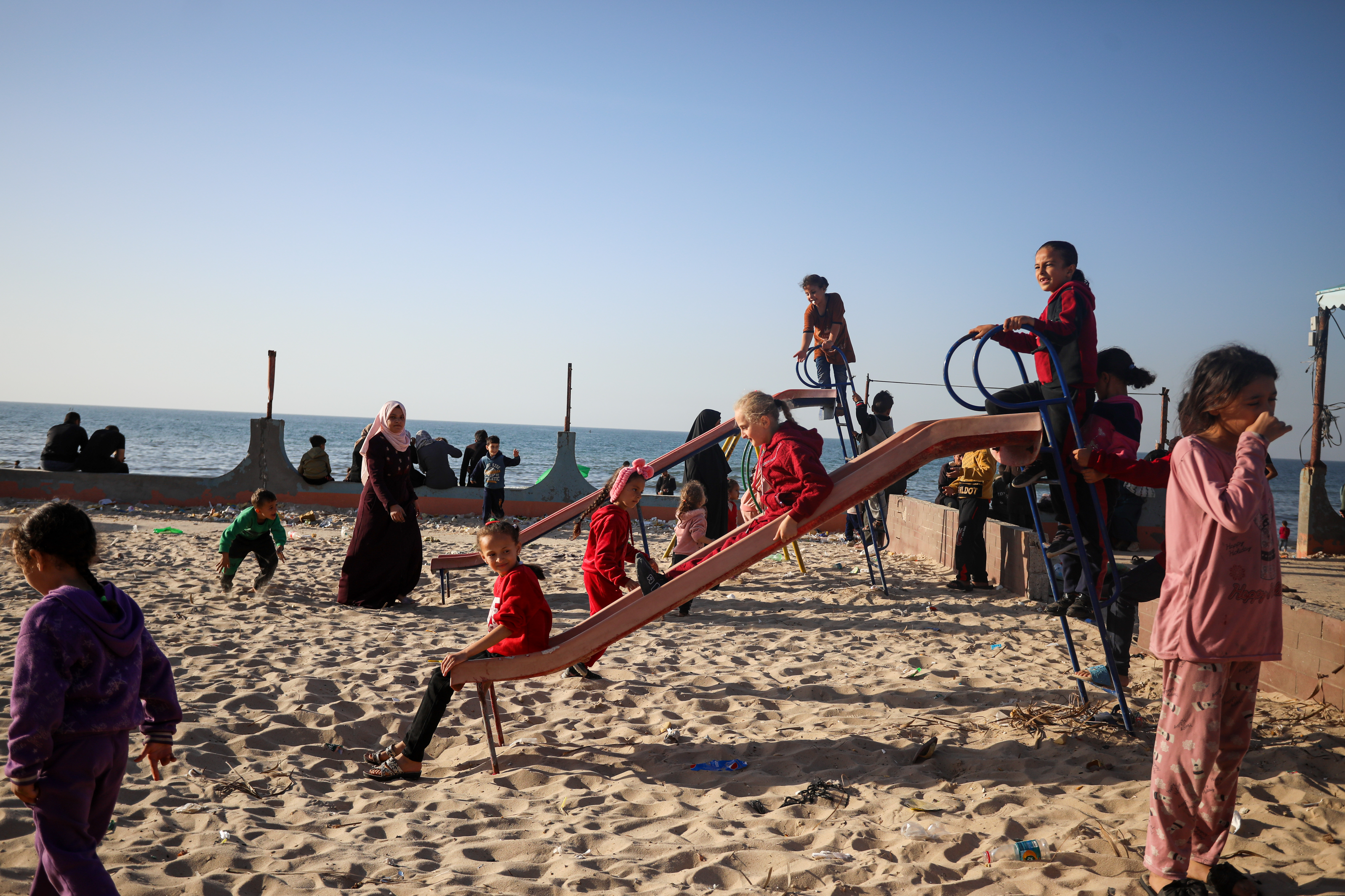 Palestinians at the beach