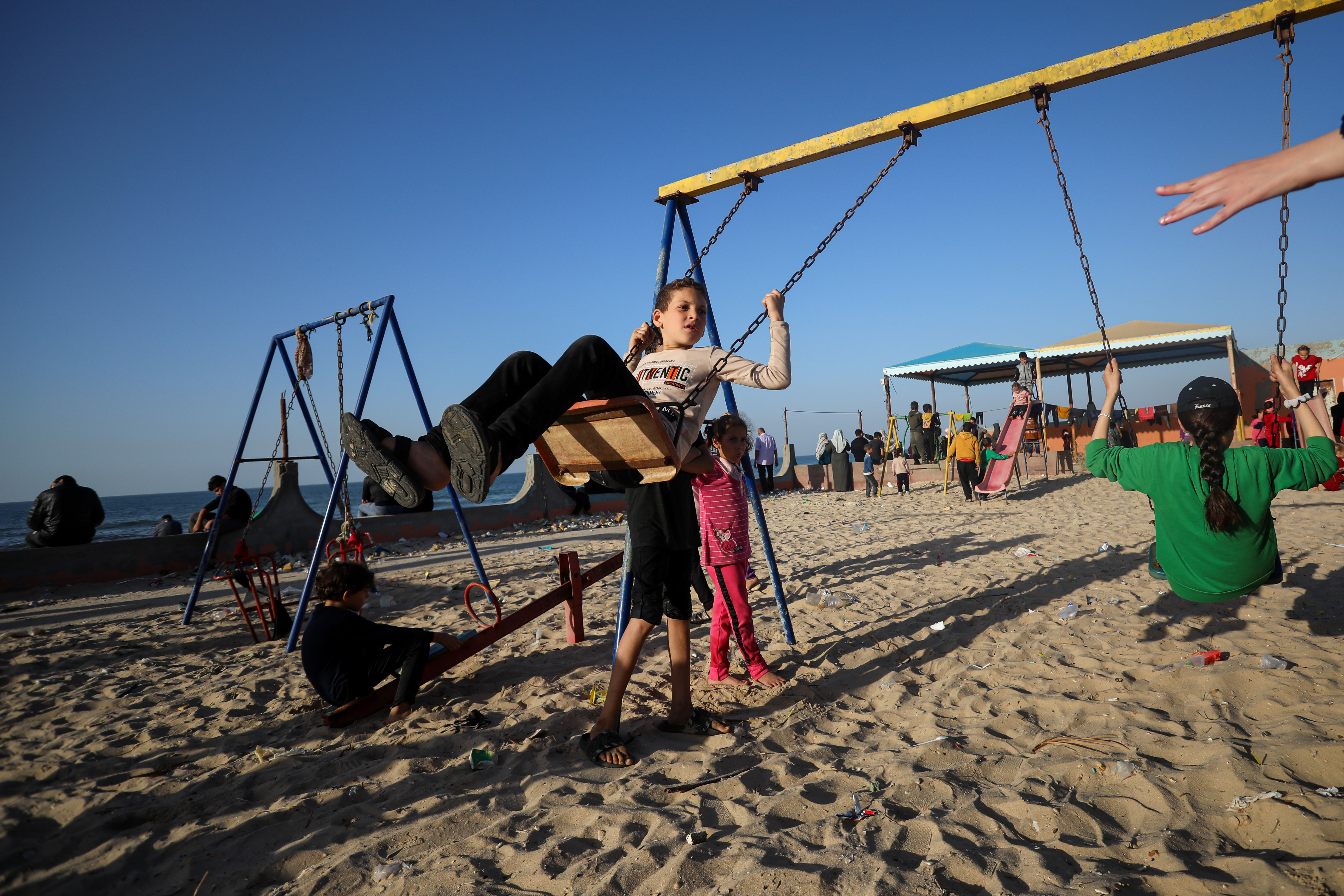 Palestinians at the beach
