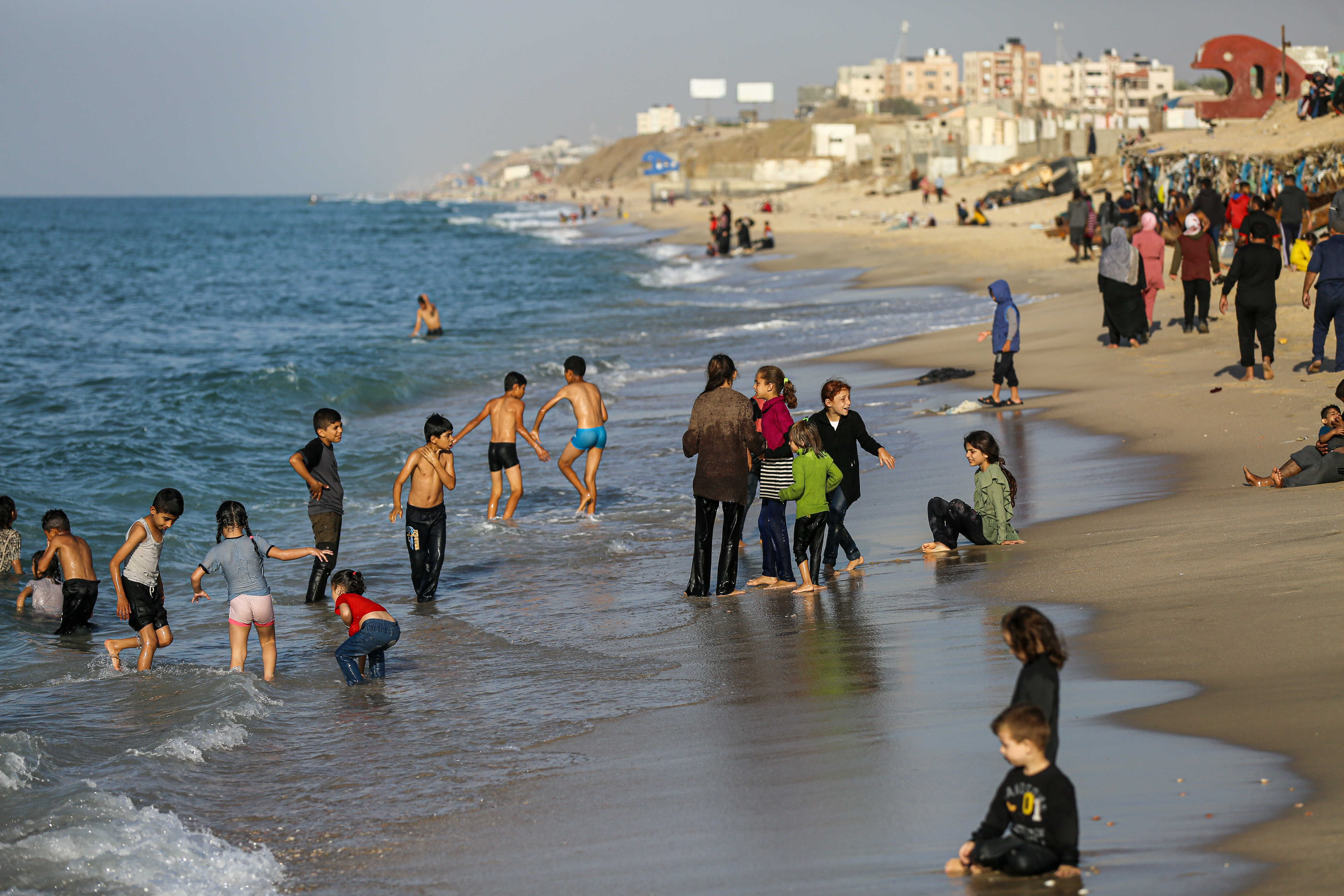 Palestinians at the beach